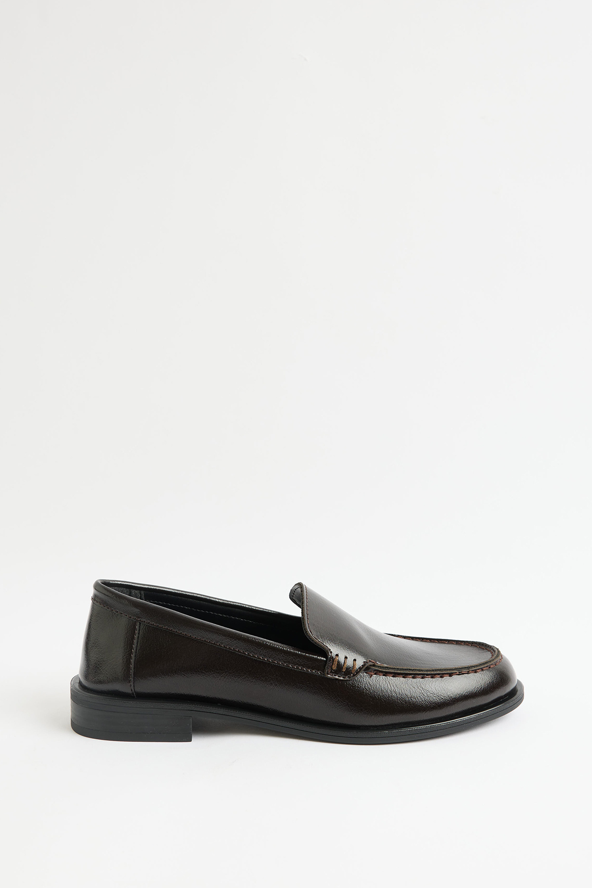 LUTVELIZADE Loafer 2602 - Klasik Deri Görünümlü Acı Kahve Kadın Loafer görsel 7