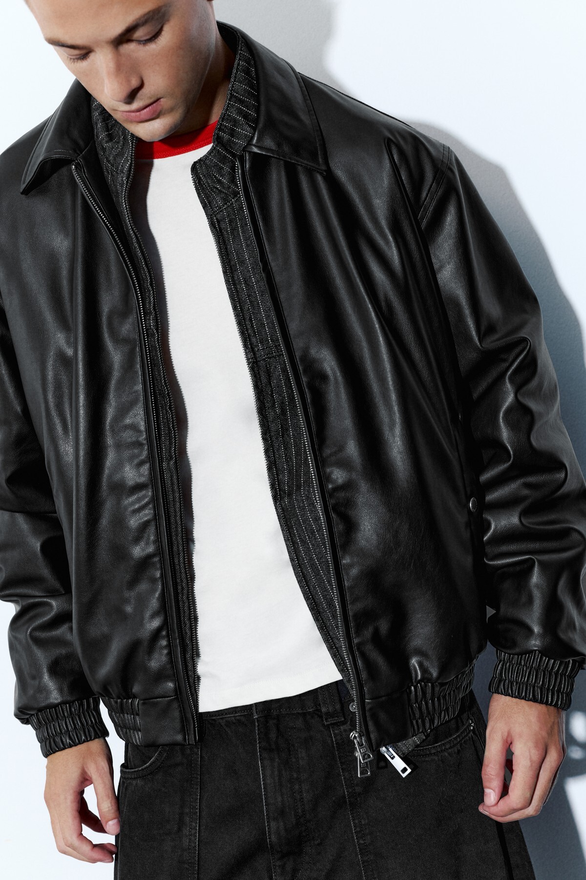 Pull & Bear Suni deri ceket görsel 6