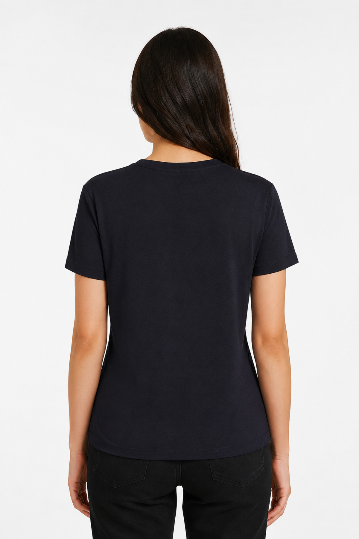 Unisex Siyah 3 Düğmeli Henley Yaka Kısa Kollu Basic Tişört Siyah · Fotoğraf 2
