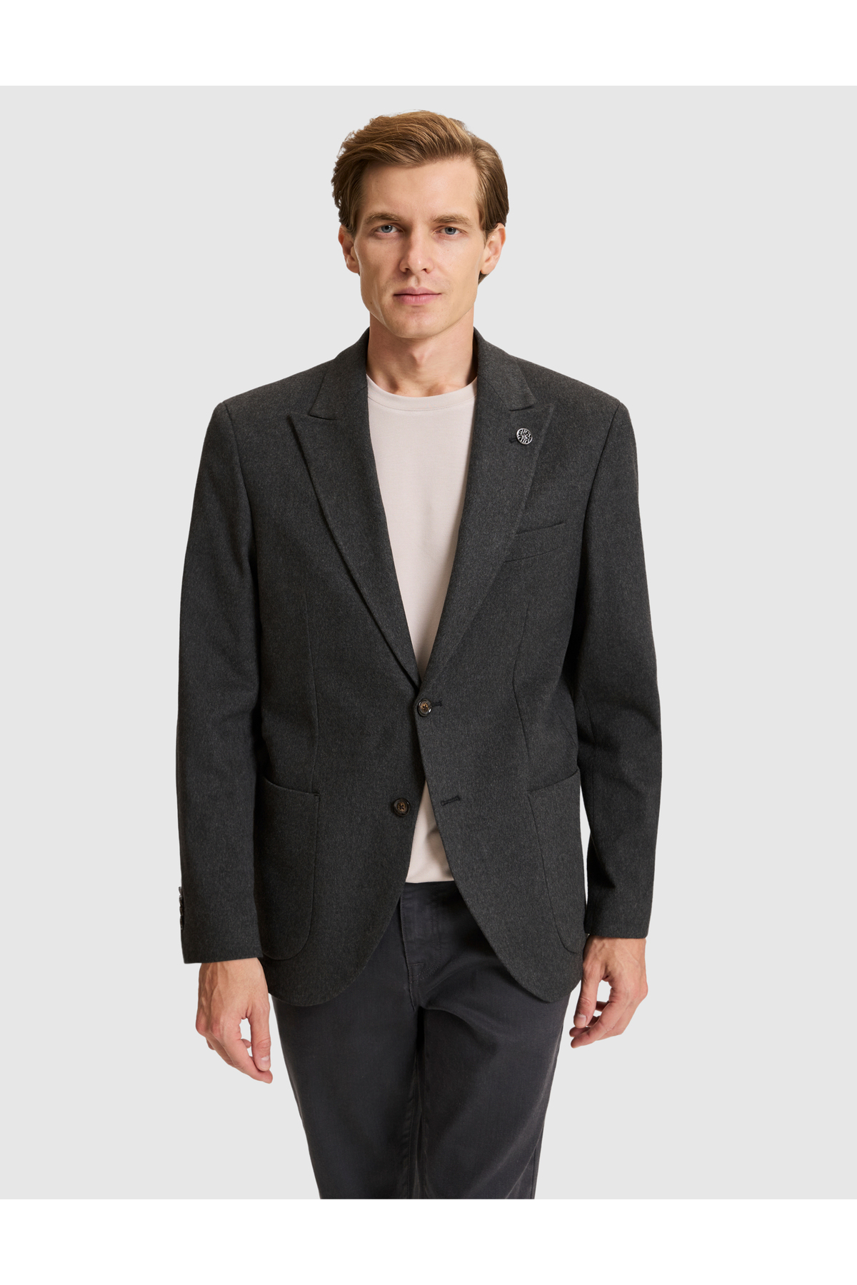 کاپشن فلانل باریک آنتراسیت مدل 50333428-VR006 پیر کاردین کت بلیزر Pierre Cardin