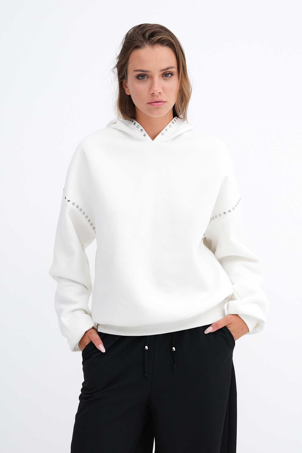 Addax Zımba Detaylı Şardonlu Sweatshirt S12460 görsel 2