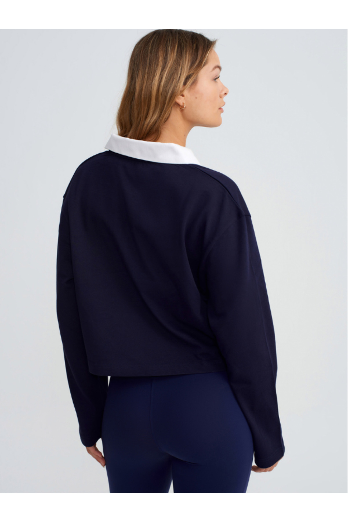 y.orstruly KADIN OVERSIZE POLO YAKA CROP SWEATSHIRT görsel 4