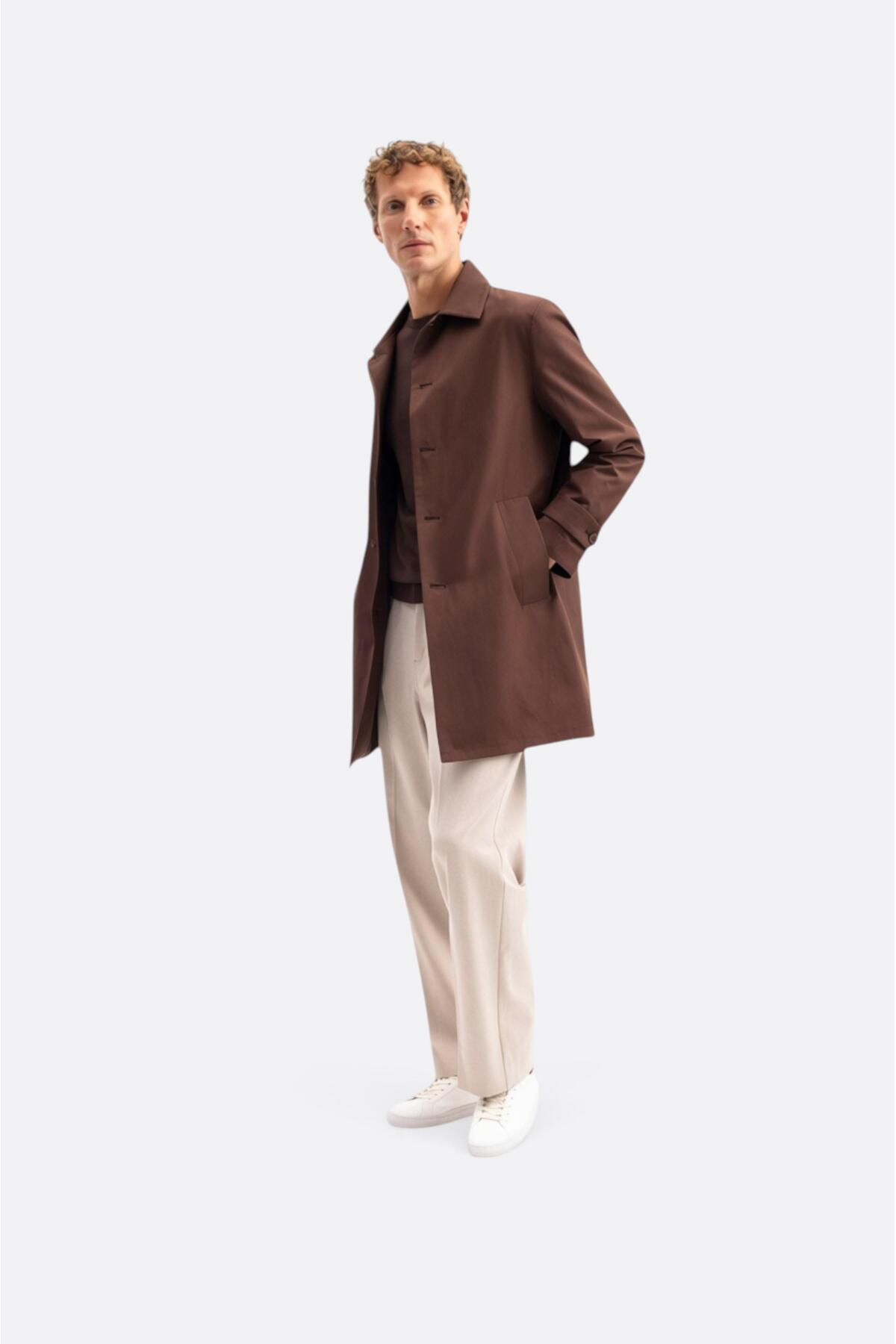 GIESTO basic™ KLASİK REGULAR FIT KAHVERENGİ TRENÇKOT