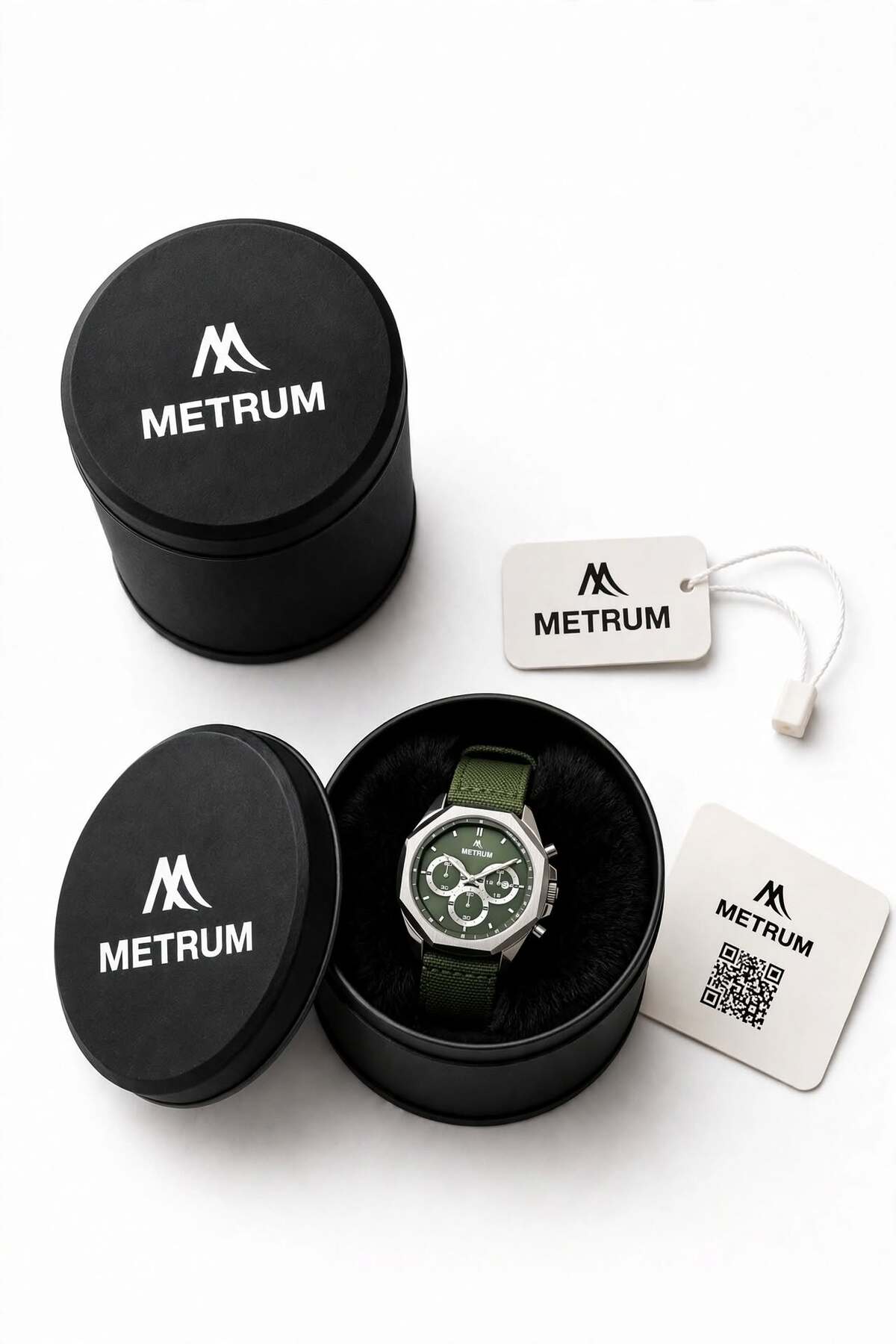 METRUM MTR-838087 Erkek Kol Saati Yeşil Dokuma Kordon 43mm Quartz 3 ATM Su Geçirmez görsel 5