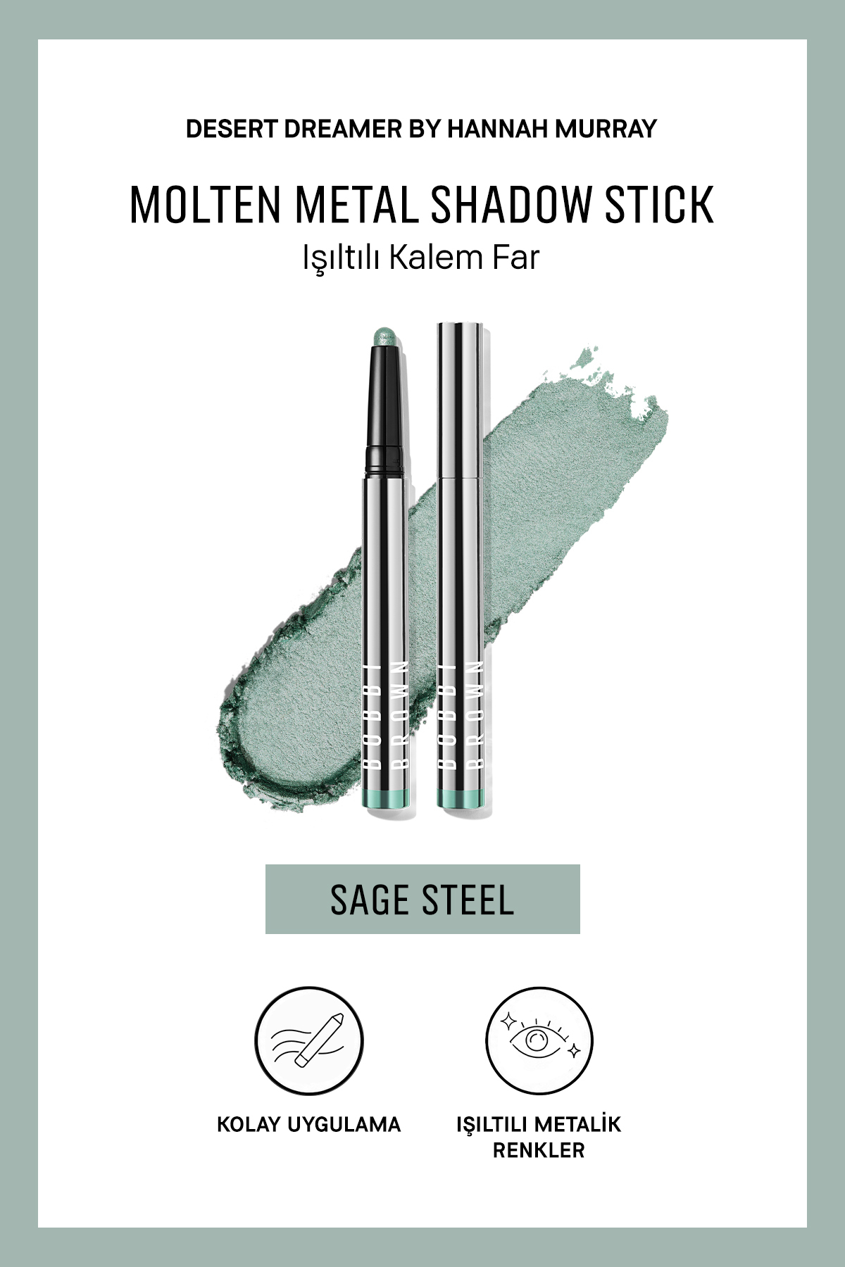 BOBBI BROWN Molten Metal Shadow Stick Işıltılı Kalem Far - Sage Steel — رنگارنگ 147852