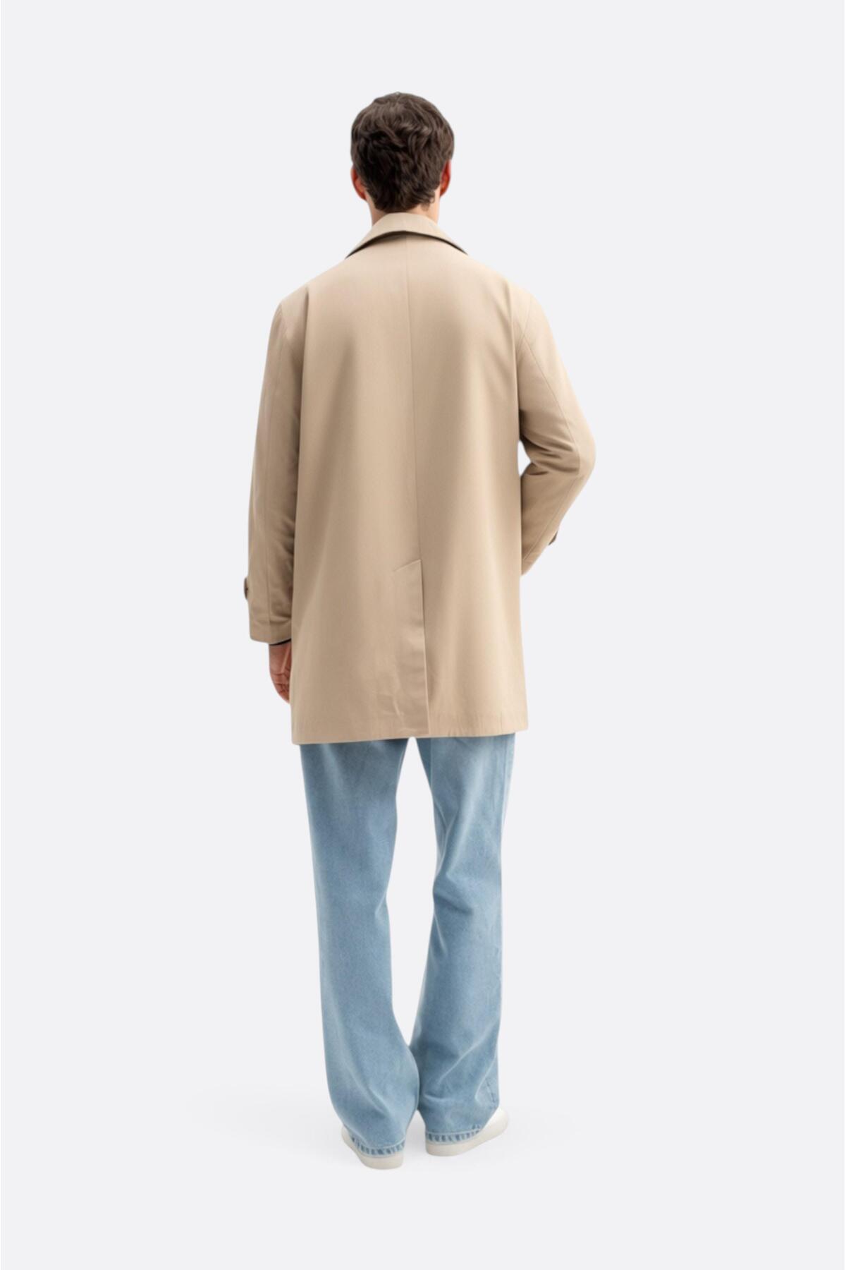 GIESTO basic™ KLASİK REGULAR FIT BEJ TRENÇKOT görsel 4