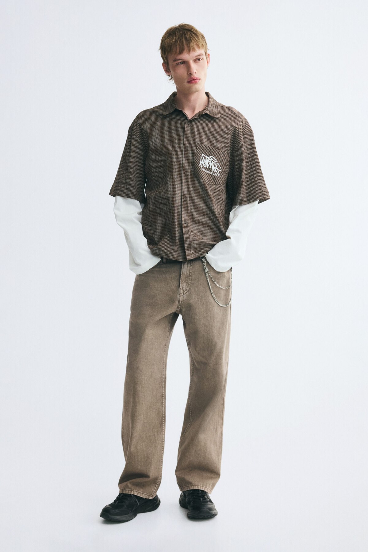 شلوار نخی با تناسب اندام راحت اچ اند ام شلوار H&M