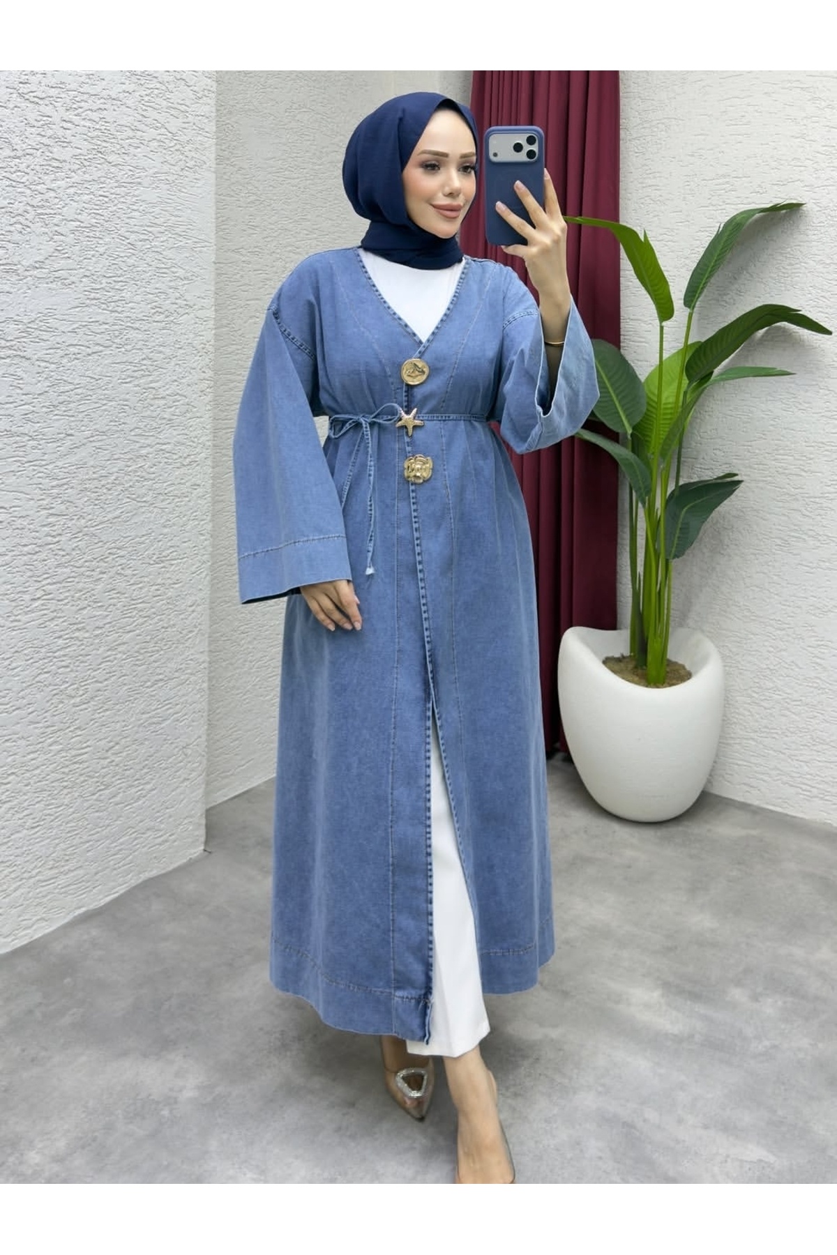 MODA MT Kadın 3 Bronş Detaylı Uzun Kot Kap -0750 görsel 2