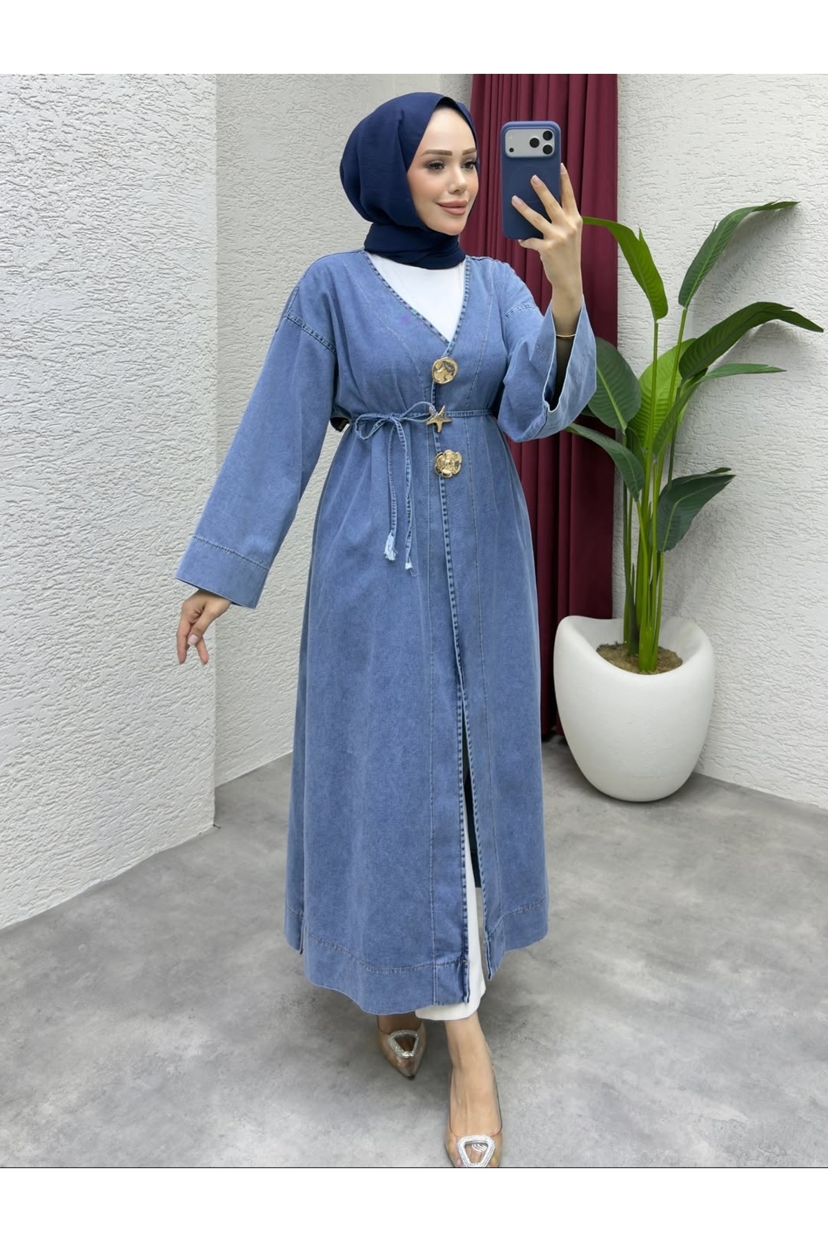 MODA MT Kadın 3 Bronş Detaylı Uzun Kot Kap -0750