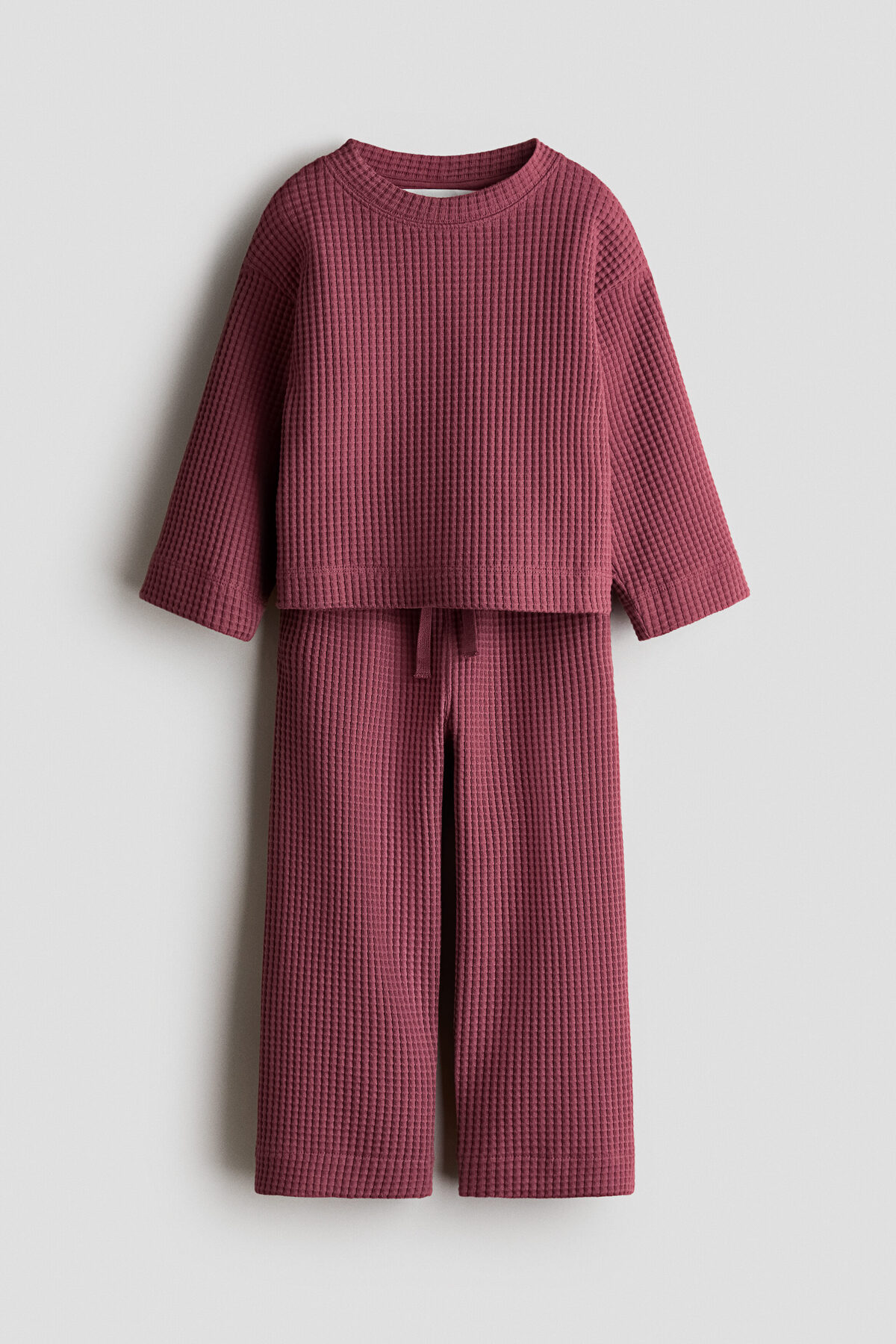 ست جرسی بافت‌دار لانه زنبوری دو تکه اچ اند ام ست تی شرت و شلوارک H&M
