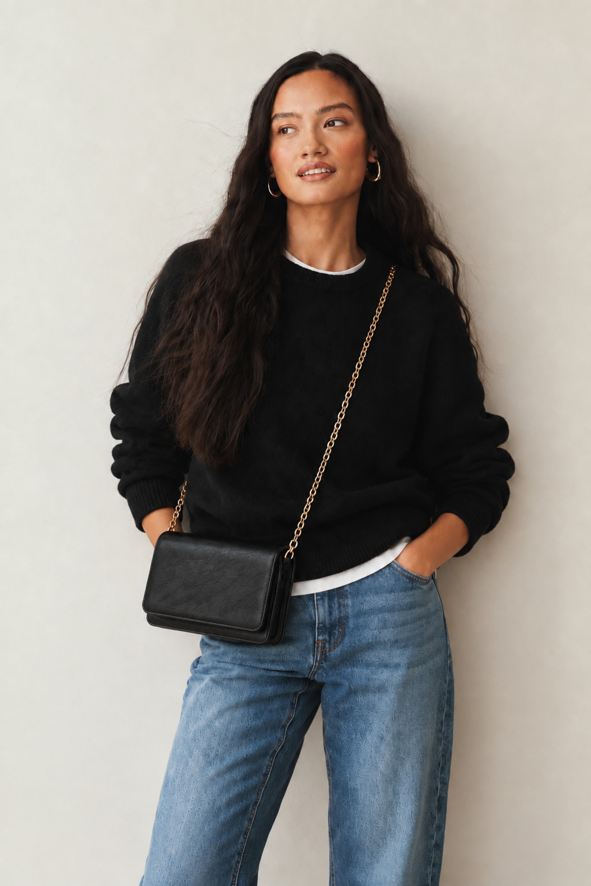 Çantacımstore Kadın Zincirli Küçük Çapraz Çanta Mng Siyah görsel 3