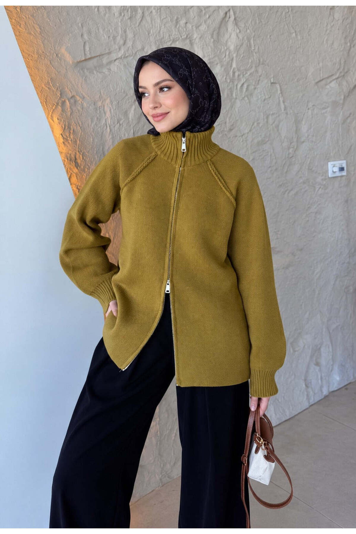 unika boutique Kadın Rosia Çift Fermuarlı Hırka görsel 3