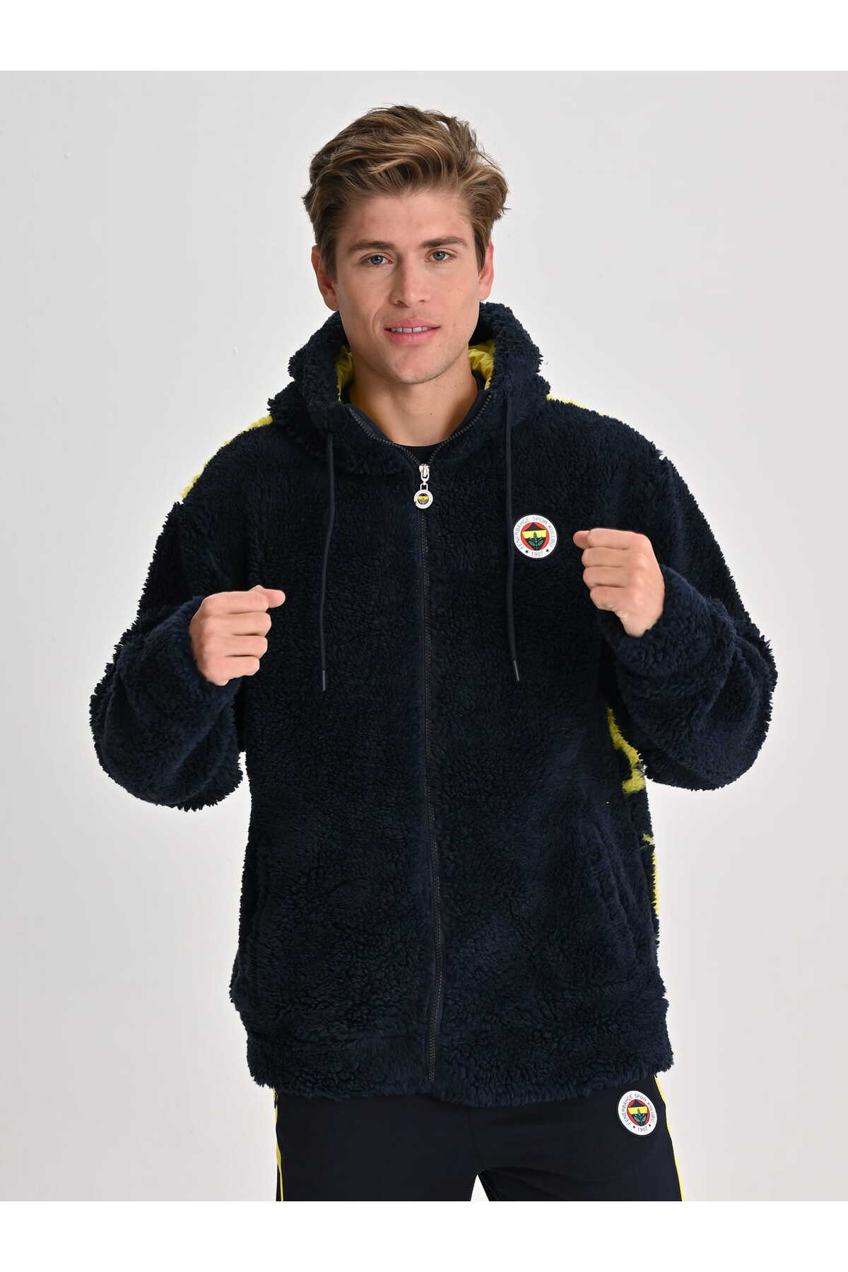 Fenerbahçe Lacivert Tribün Bayrak Detaylı Erkek Peluş Sweatshirt görsel 4