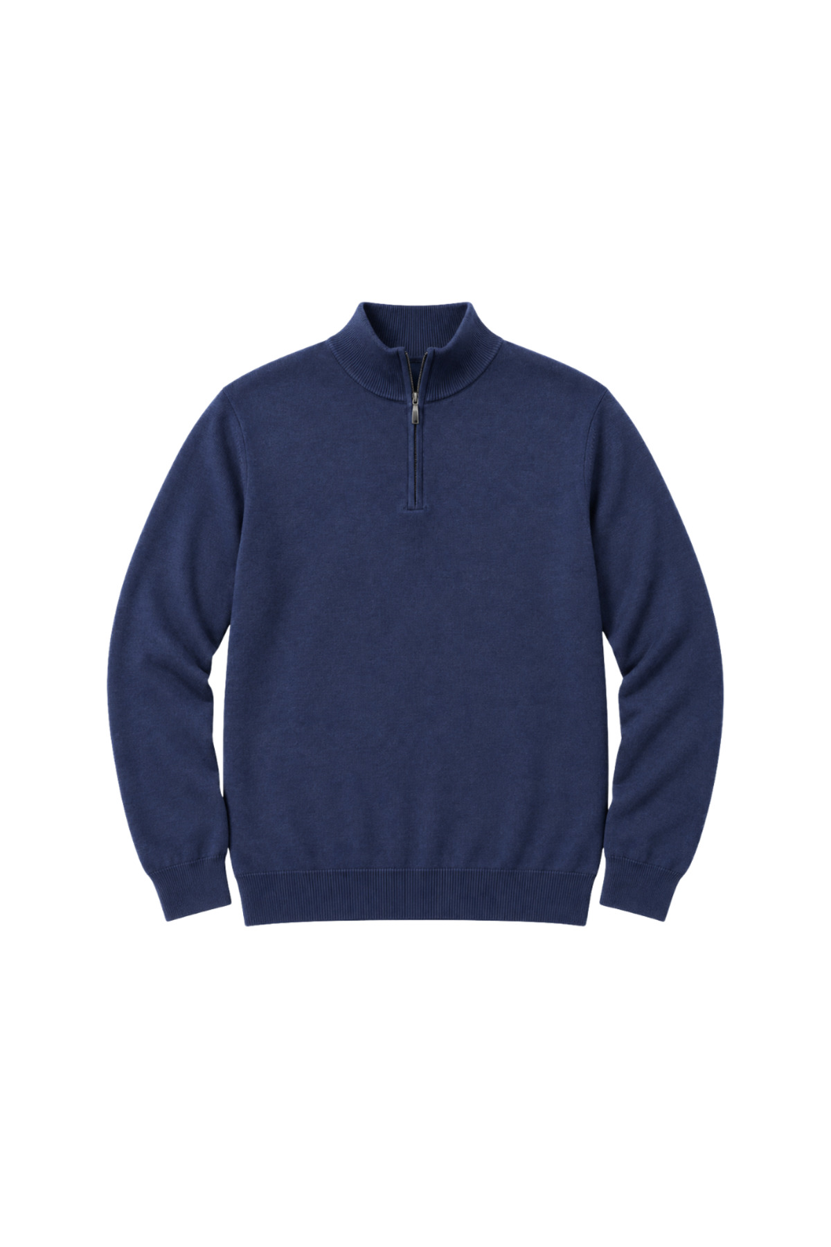 BattalModa Erkek Büyük Beden İndigo Fermuarlı Dik Yaka Pamuklu Kazak 3XL-4XL-5XL-6XL görsel 4