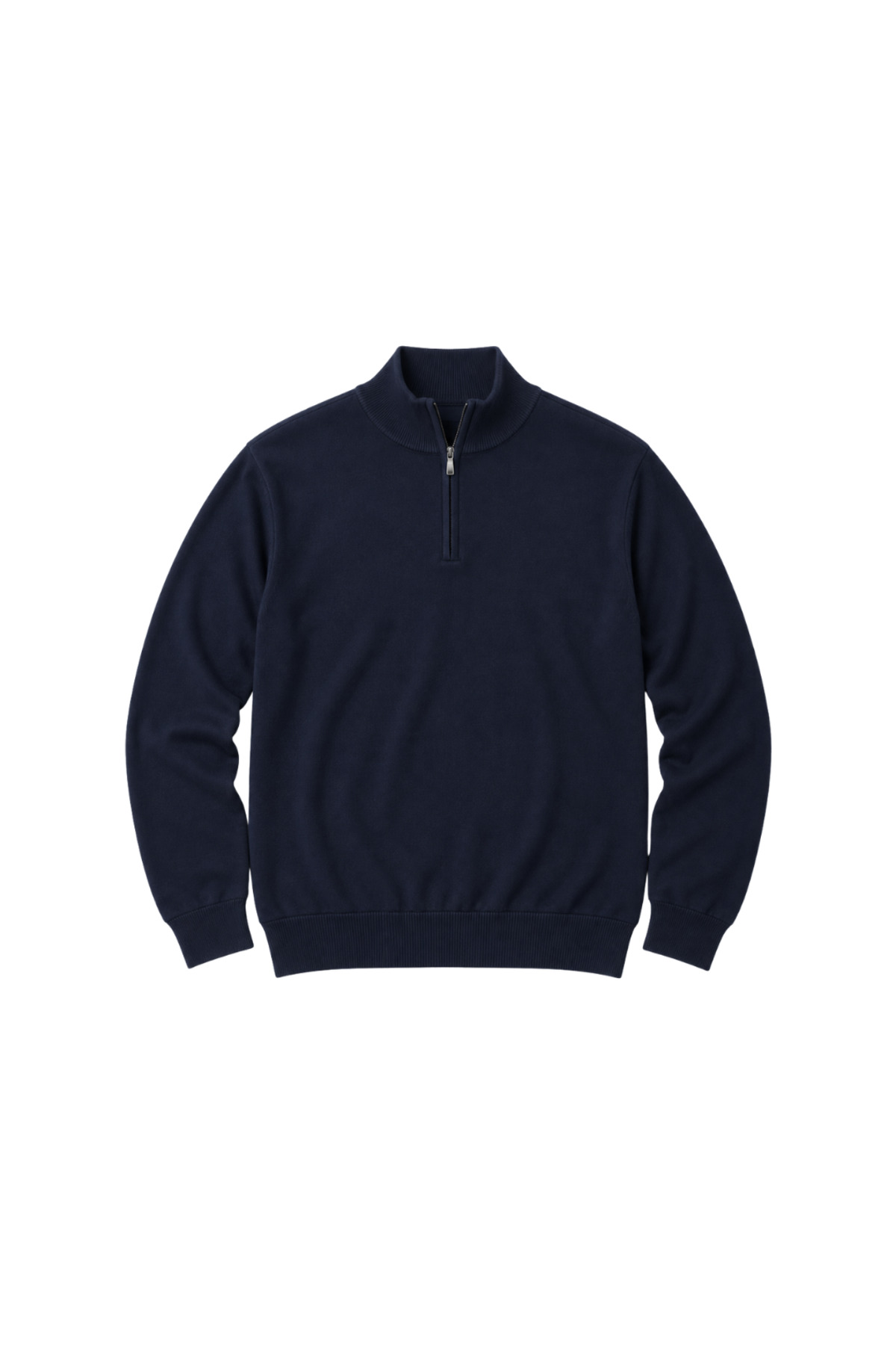 BattalModa Erkek Büyük Beden Lacivert Fermuarlı Dik Yaka Pamuklu Kazak 3XL-4XL-5XL-6XL görsel 4