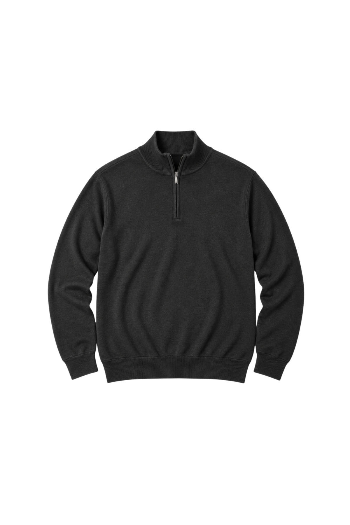 BattalModa Erkek Büyük Beden Antrasit Fermuarlı Dik Yaka Pamuklu Kazak 3XL-4XL-5XL-6XL görsel 4