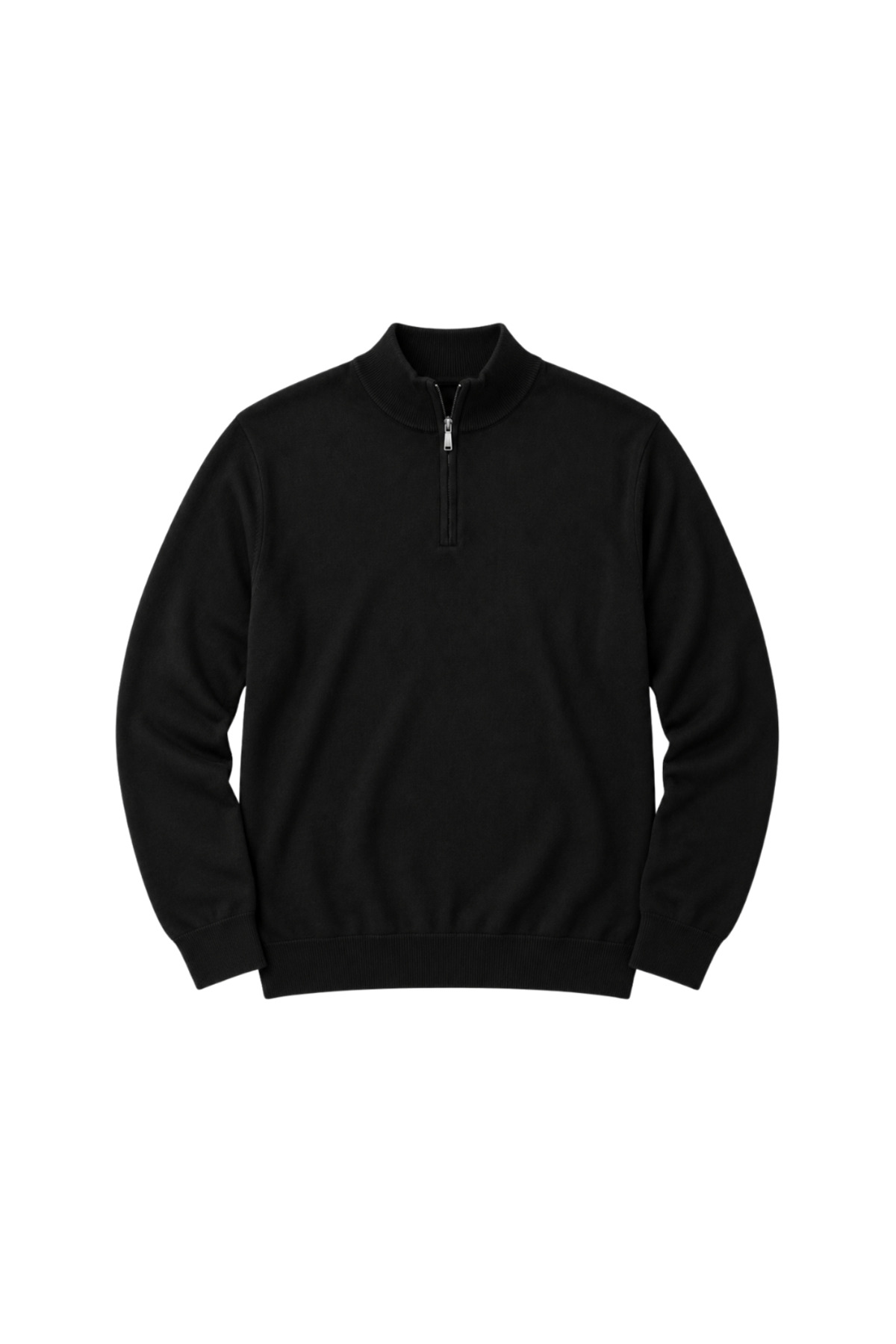 BattalModa Erkek Büyük Beden Siyah Fermuarlı Dik Yaka Pamuklu Kazak 3XL-4XL-5XL-6XL görsel 4