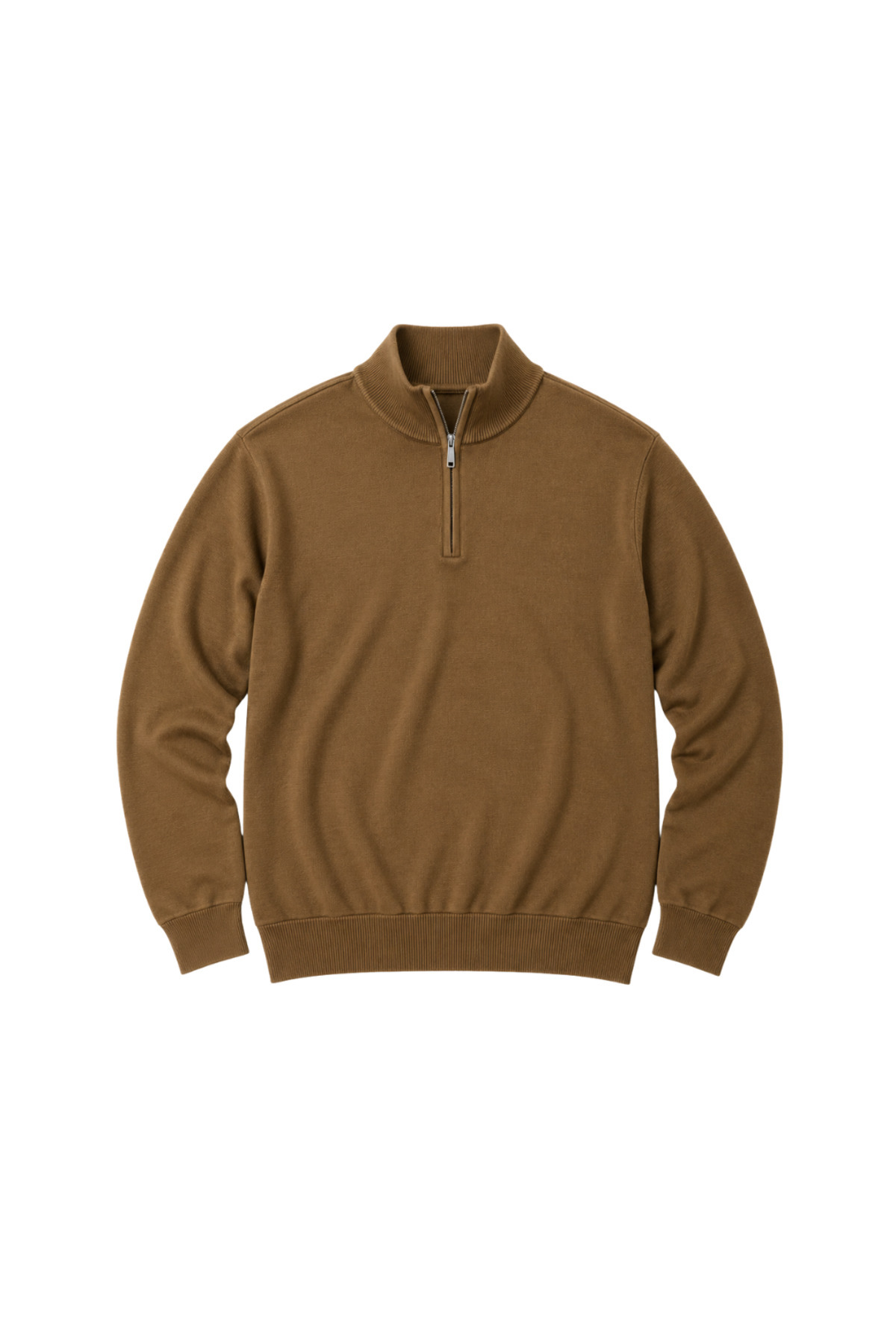 BattalModa Erkek Büyük Beden Kivi Kahvesi Fermuarlı Dik Yaka Pamuklu Kazak 3XL-4XL-5XL-6XL görsel 4