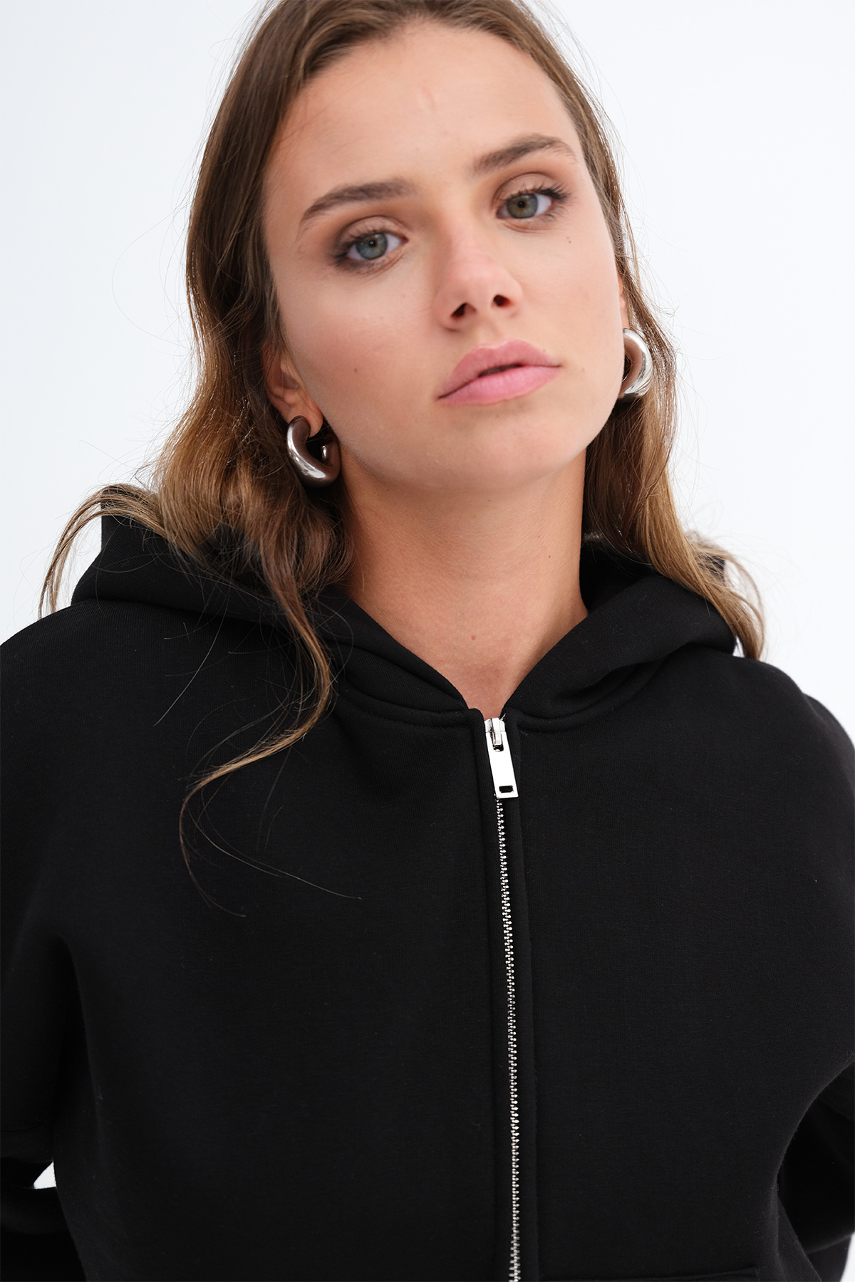 Addax Kapüşonlu Şardonlu Sweatshirt H13246 görsel 3