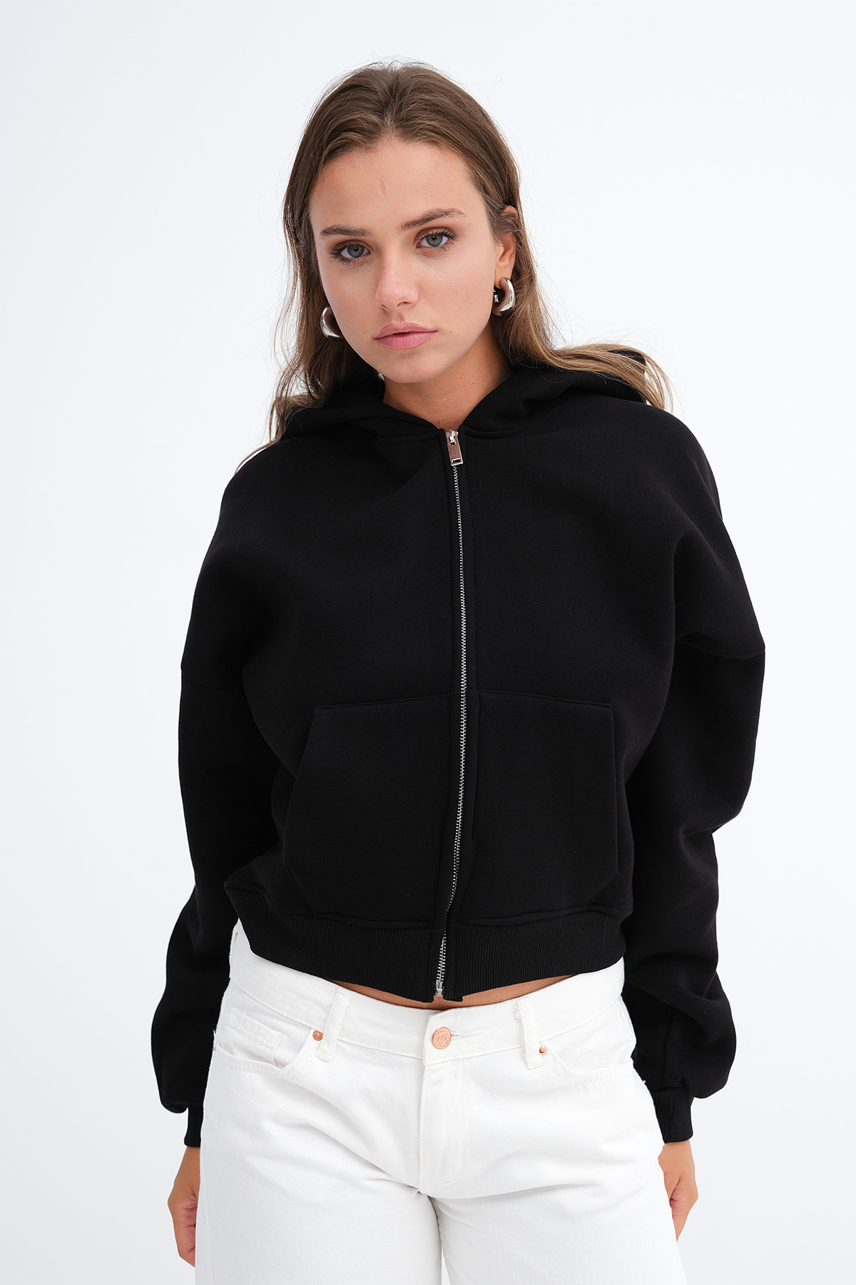 Addax Kapüşonlu Şardonlu Sweatshirt H13246 görsel 5