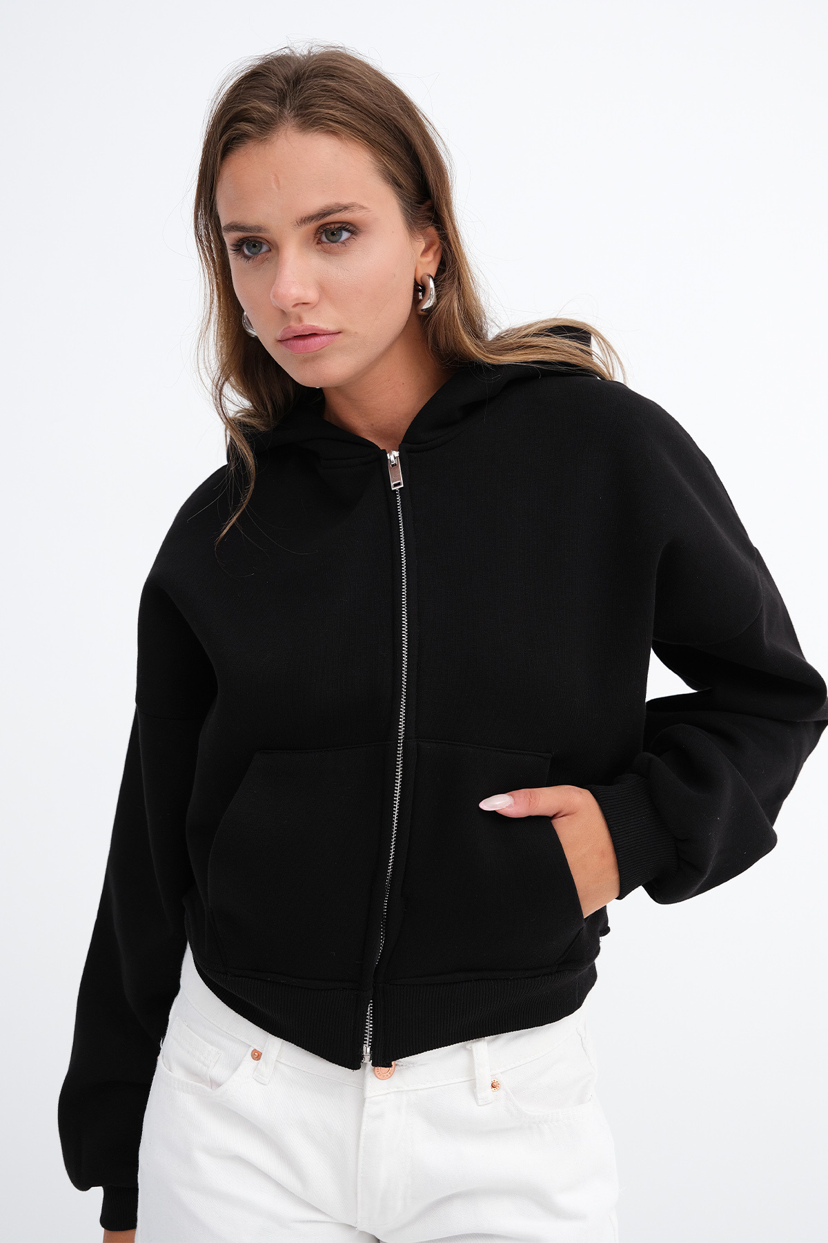 Addax Kapüşonlu Şardonlu Sweatshirt H13246 görsel 2