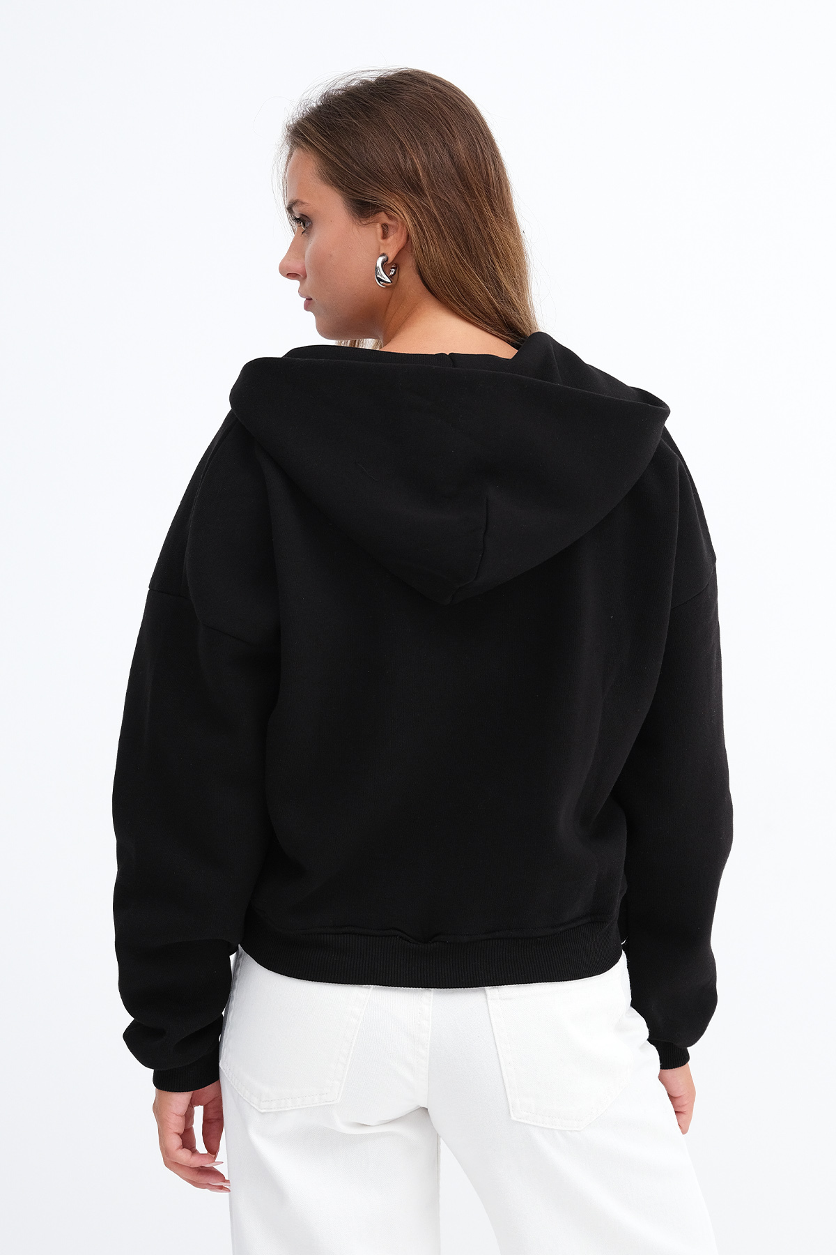 Addax Kapüşonlu Şardonlu Sweatshirt H13246 görsel 6