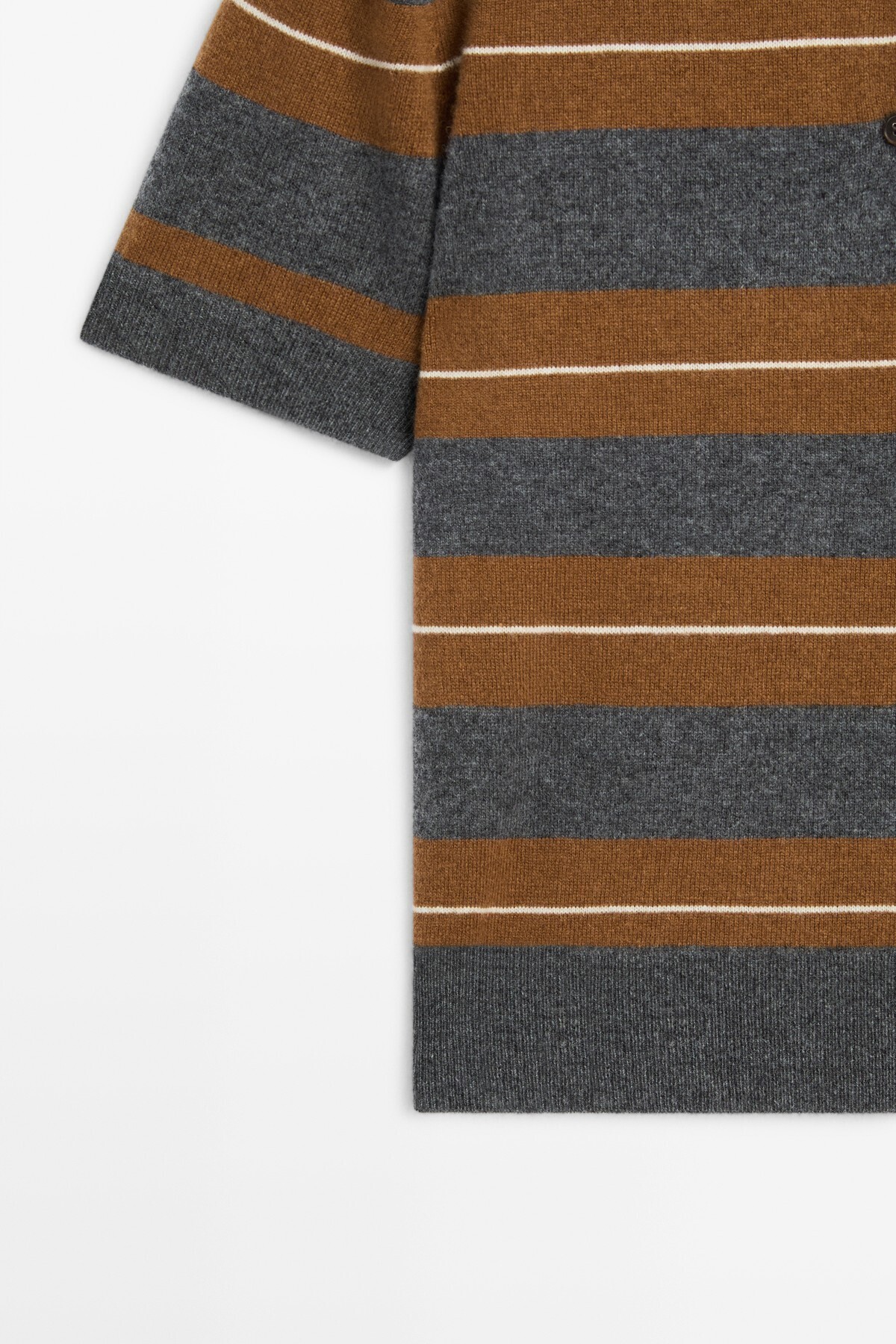 Massimo Dutti Çizgili kısa kollu yün triko polo görsel 7