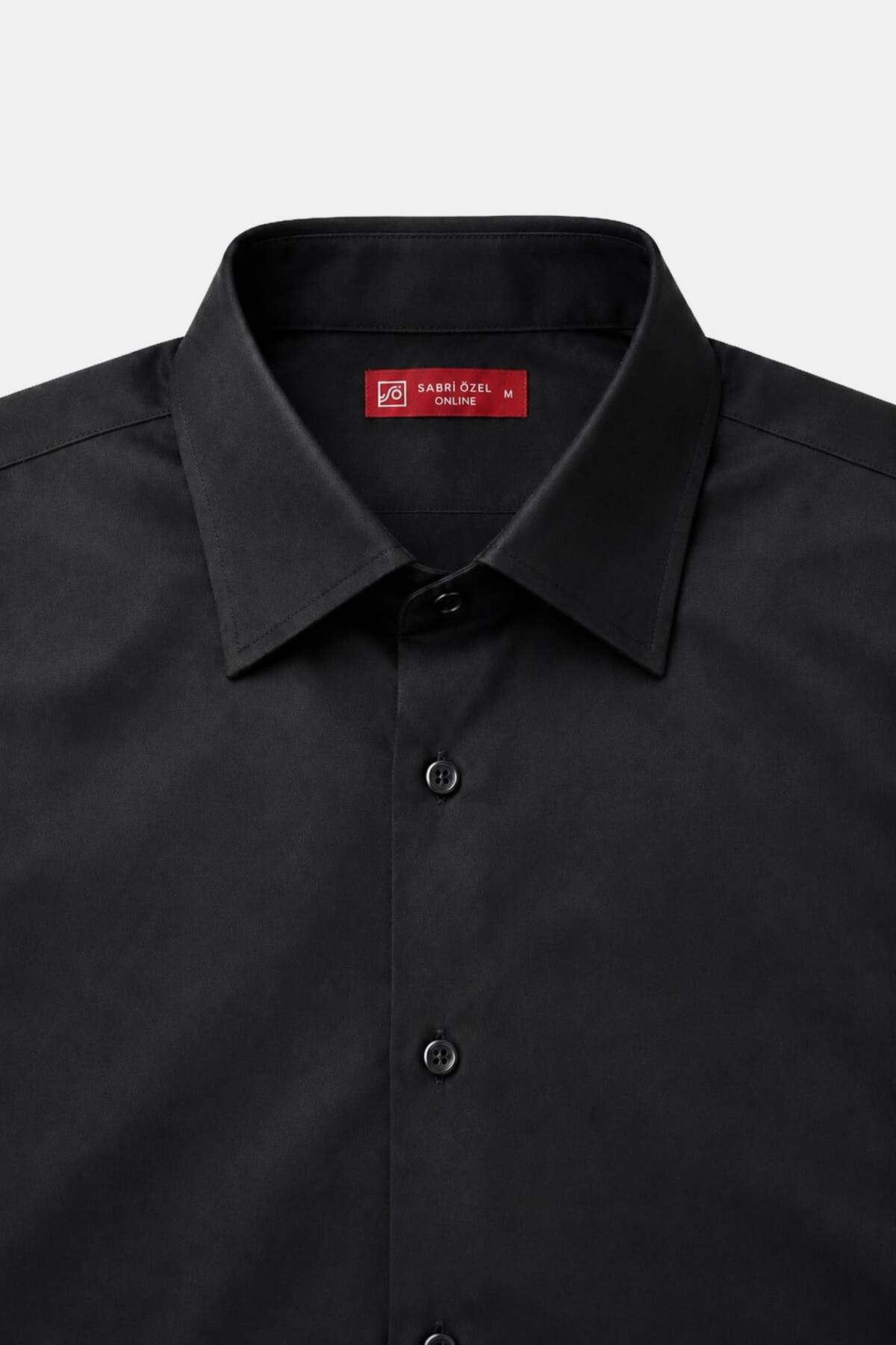 Siyah Pamuklu Regular Fit Kısa Kollu Klasık Yaka Gömlek — مشکی SS2100192-R001 — تصویر 4 از 7