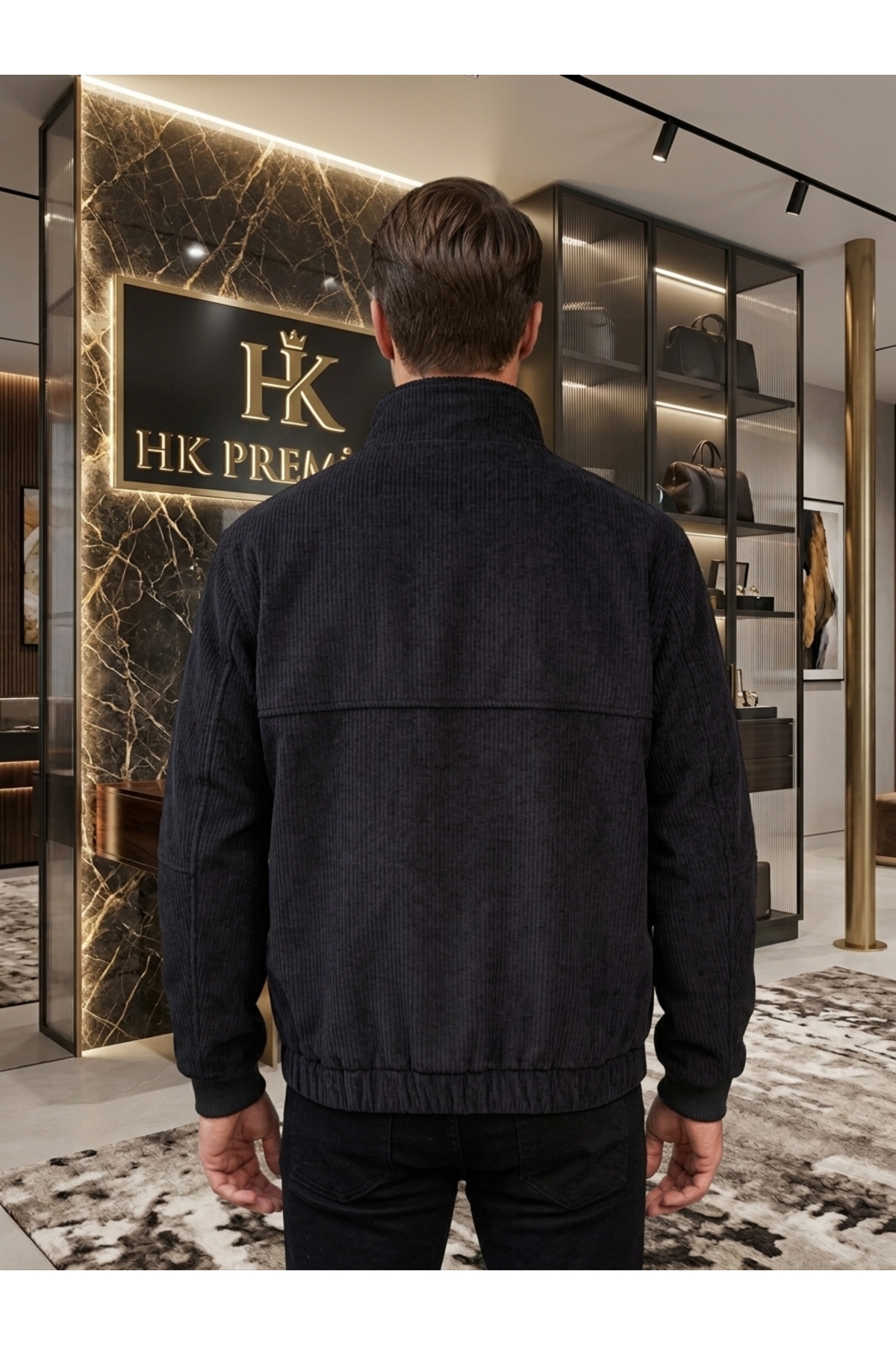HK Premium Tekstil Erkek Fitilli Kadife Mont Astarsız Oversize Dik Yaka Çıtçıtlı Bomber Ceket görsel 3