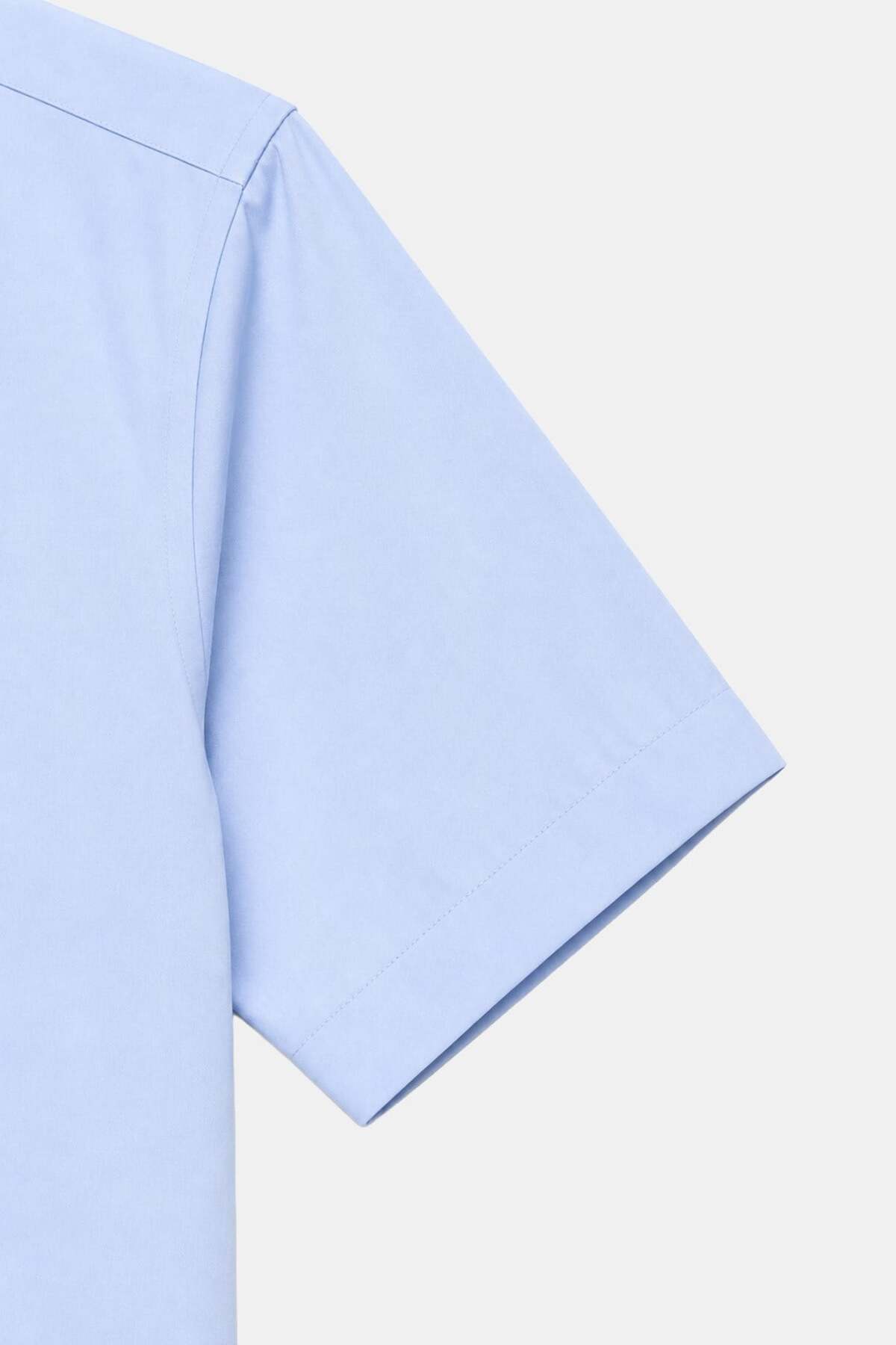 Mavi Pamuklu Regular Fit Kısa Kollu Klasık Yaka Gömlek — آبی SS2100192-R004 — تصویر 5 از 7