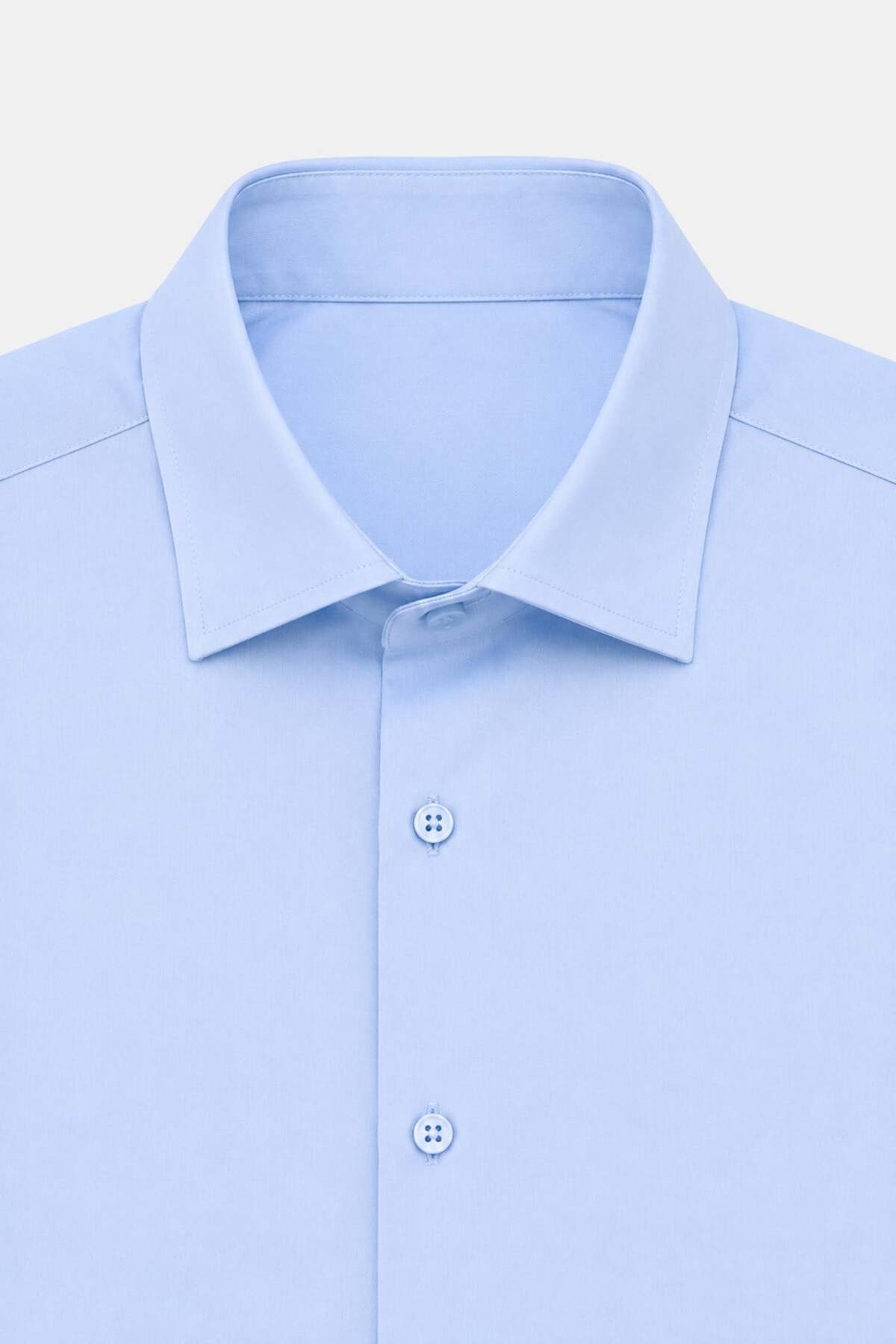 Mavi Pamuklu Regular Fit Kısa Kollu Klasık Yaka Gömlek — آبی SS2100192-R004 — تصویر 4 از 7