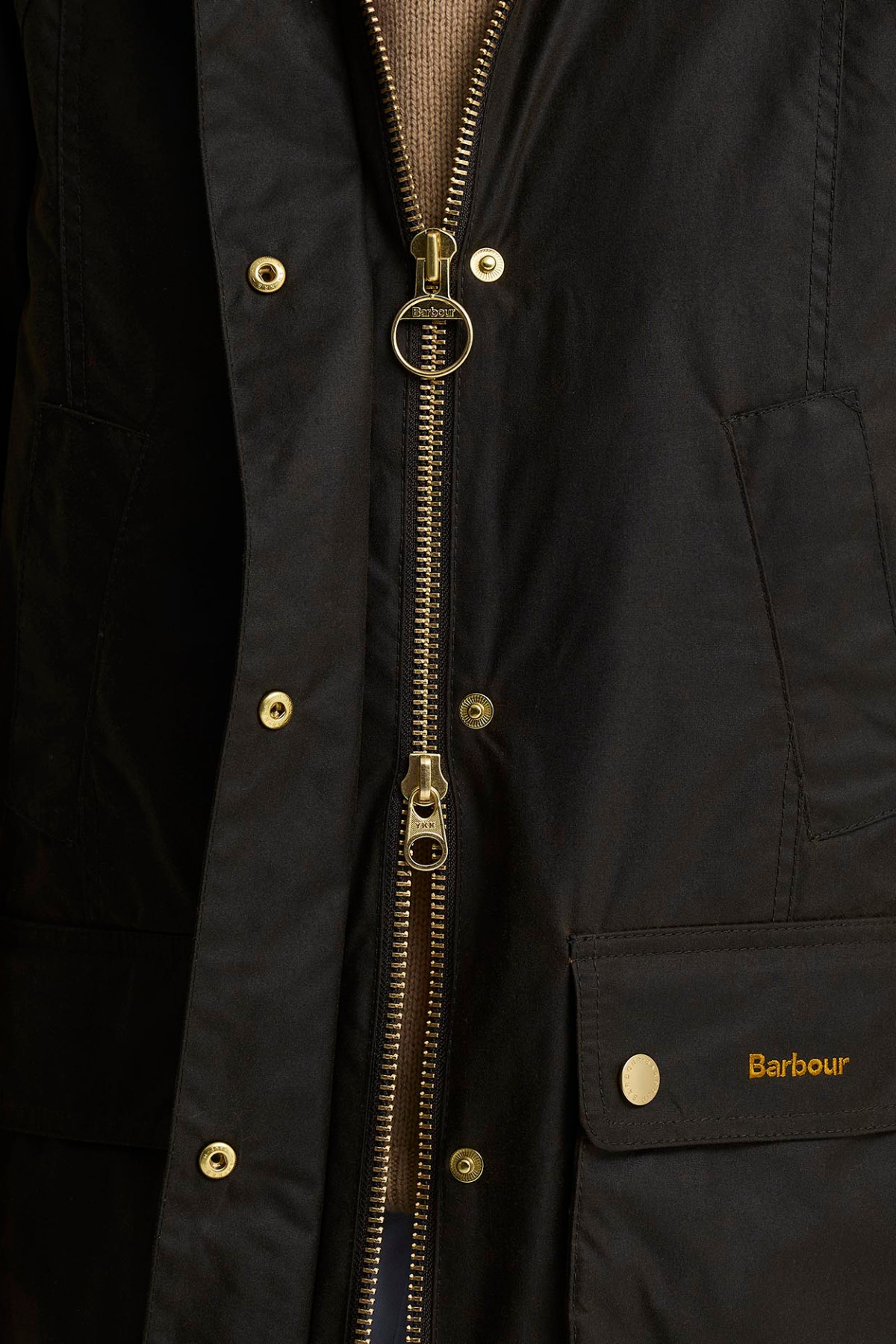 Barbour Icons Tartan Modern Beadnell Yağlı Ceket OL71 Olive-Classic Tartan görsel 5