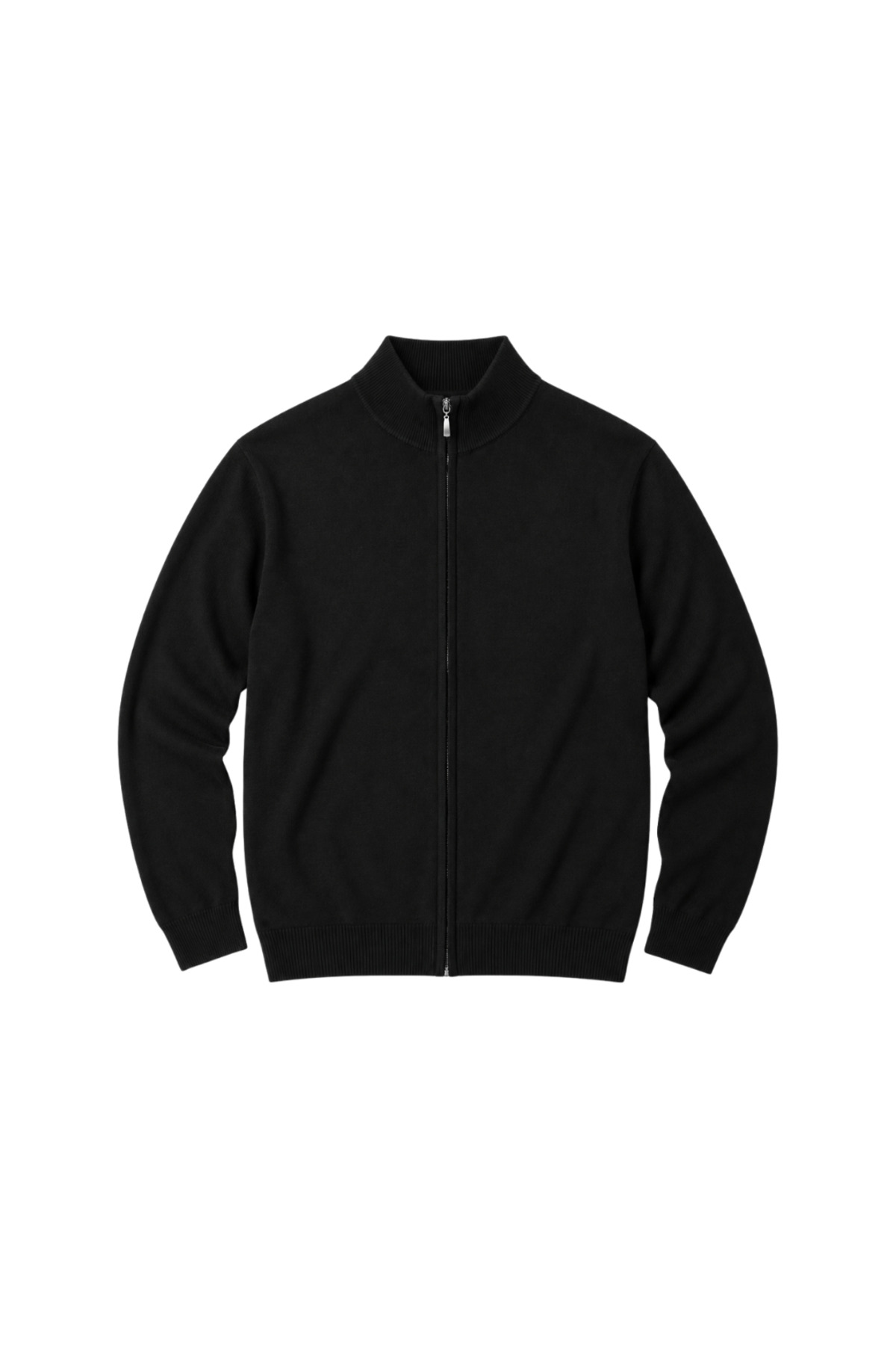 BattalModa Erkek Büyük Beden Siyah Fermuarlı Dik Yaka Pamuklu Hırka 3XL-4XL-5XL-6XL görsel 4
