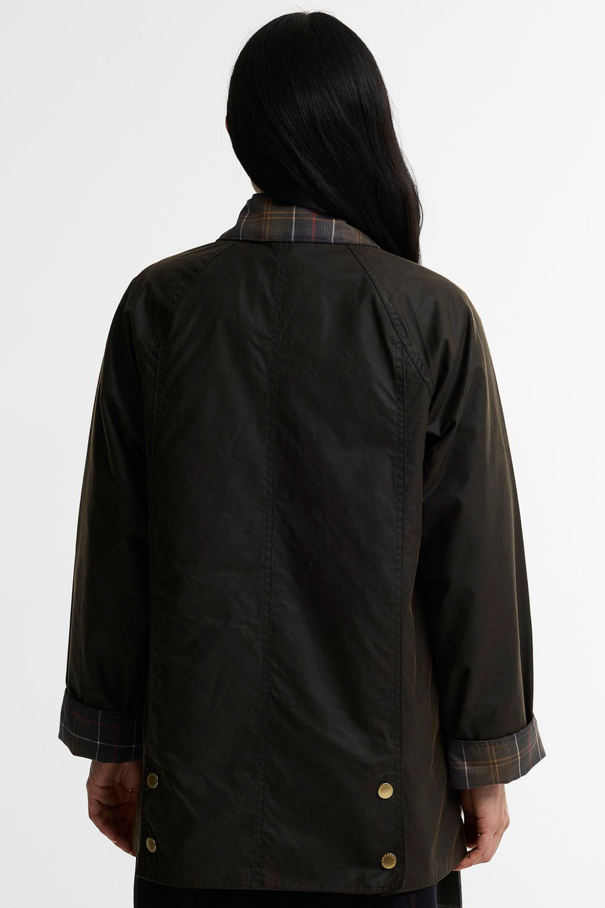 Barbour Icons Tartan Modern Beadnell Yağlı Ceket OL71 Olive-Classic Tartan görsel 4