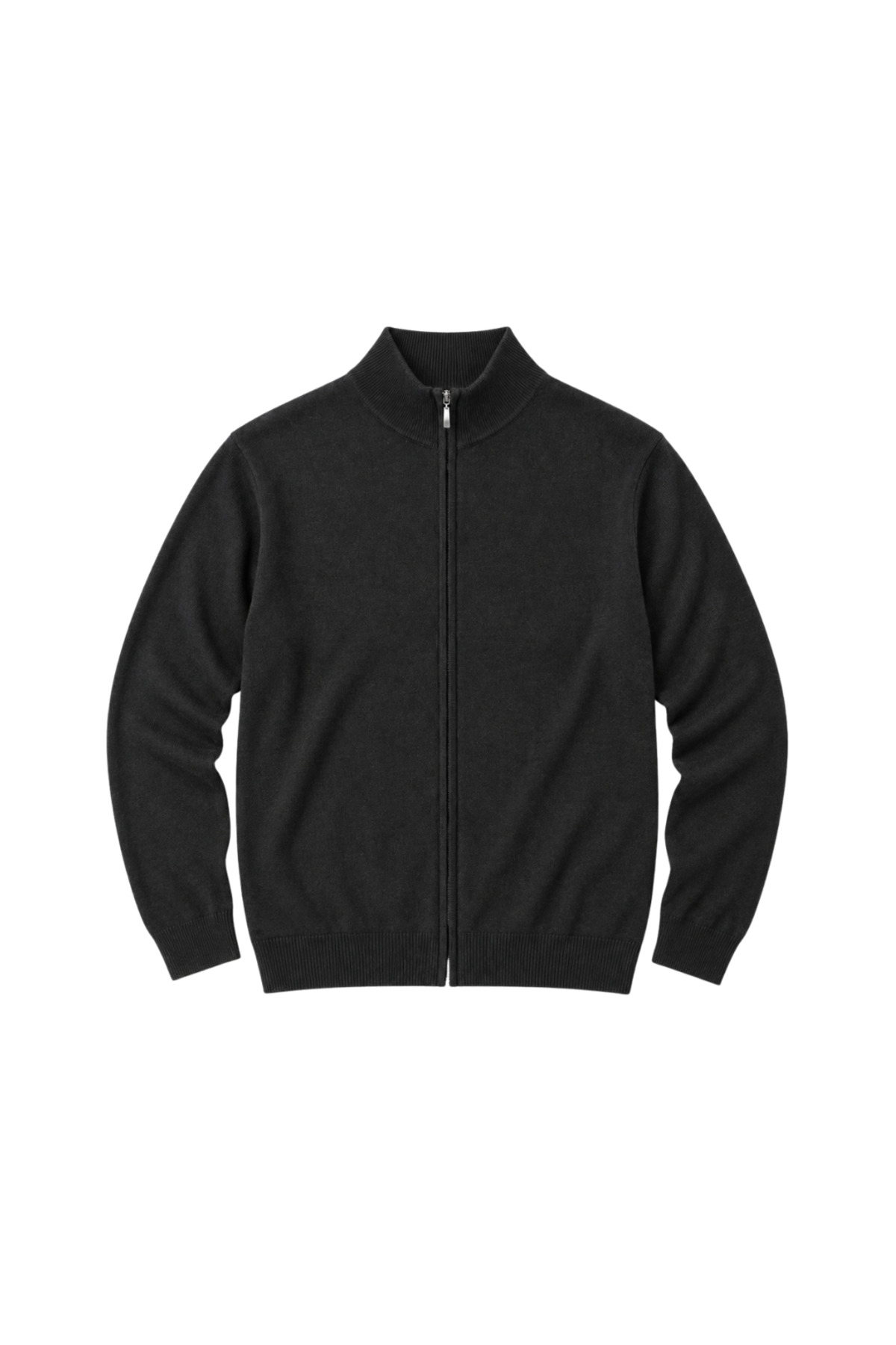 BattalModa Erkek Büyük Beden Antrasit Fermuarlı Dik Yaka Pamuklu Hırka 3XL-4XL-5XL-6XL görsel 4