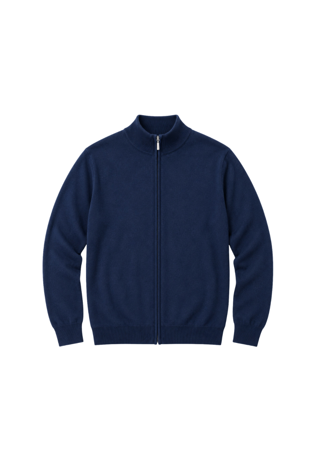 BattalModa Erkek Büyük Beden İndigo Fermuarlı Dik Yaka Pamuklu Hırka 3XL-4XL-5XL-6XL görsel 4