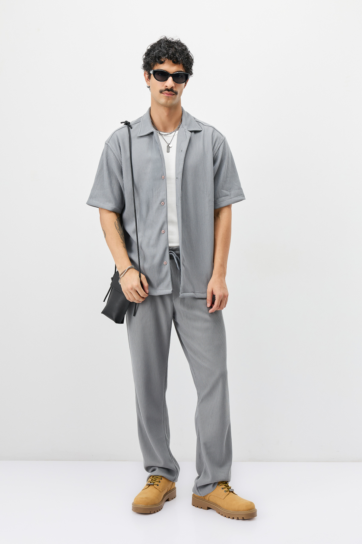 Fitilli Baggy Fit Pantolon — خاکستری VS12-015 — تصویر 2 از 5