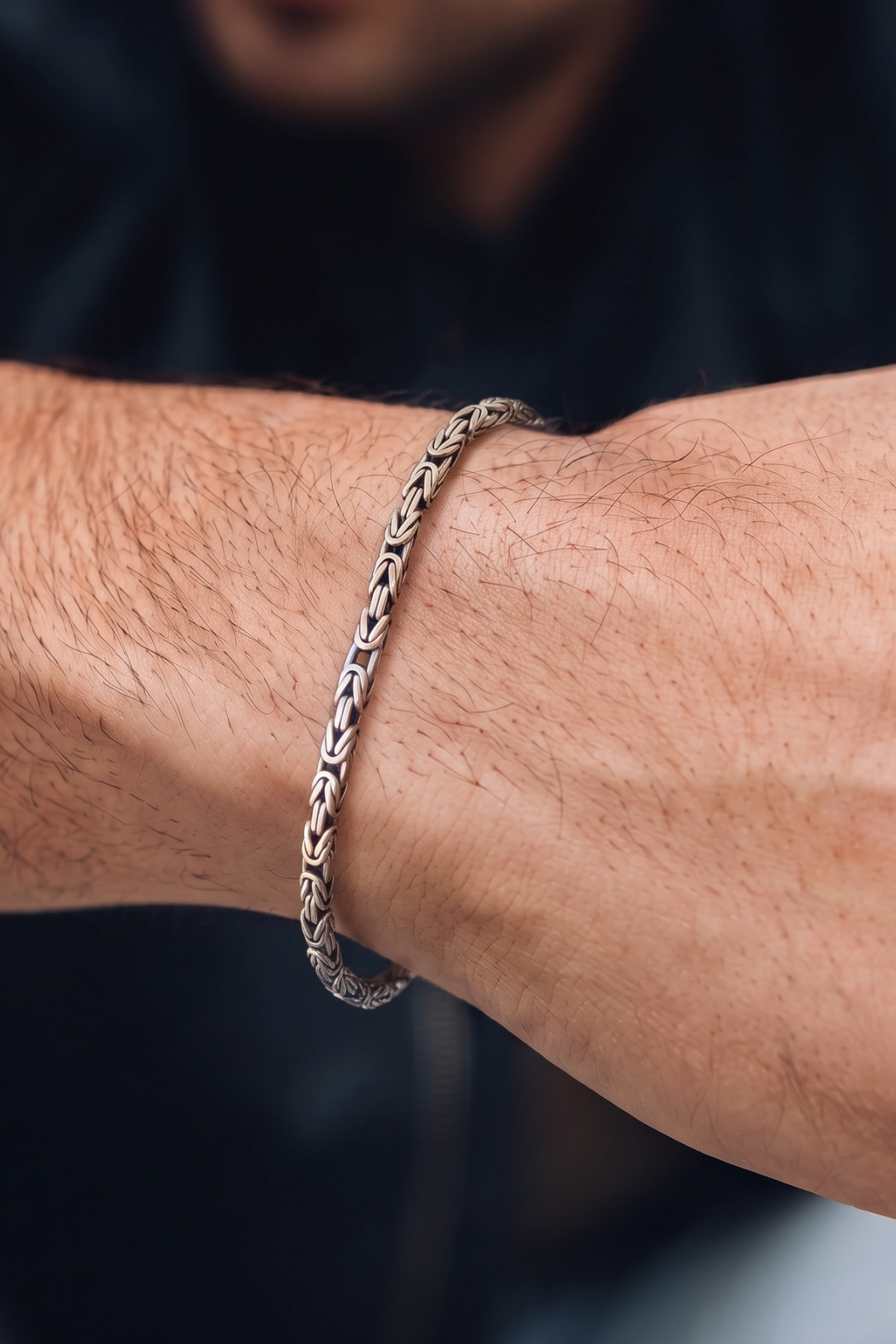 ANDA 925 Ayar Gümüş 2.5 mm Kare Kral Zincir Erkek Bileklik-Hediyelik-Şık Kutulu görsel 2