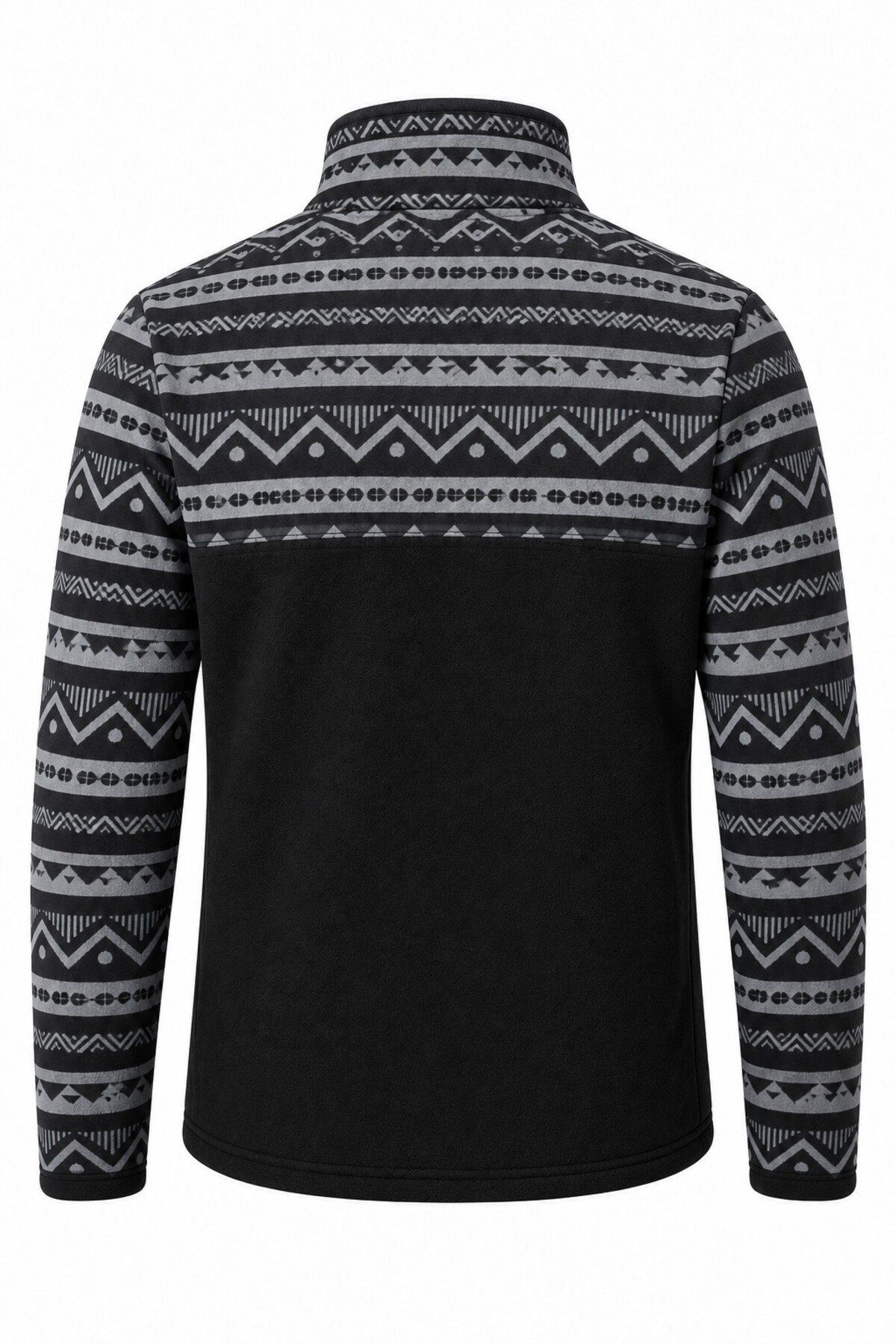 GHASSY CO . Erkek Etnik Desenli 1/4 Zip Yarım Fermuarlı Cepli Polar Outdoor Günlük Kullanım görsel 2