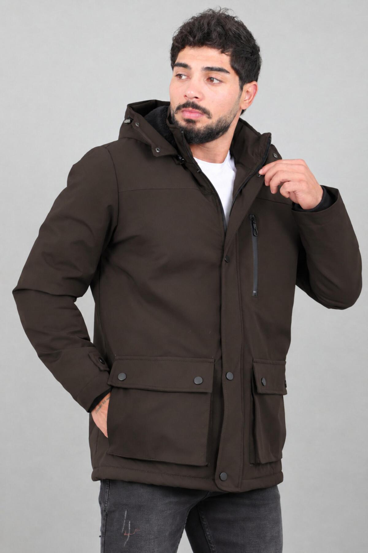 Stilkombin Box Kumaş Torba Cep İçi Kürklü Kışlık Mont Kaban PLDP 3037_50526 görsel 2