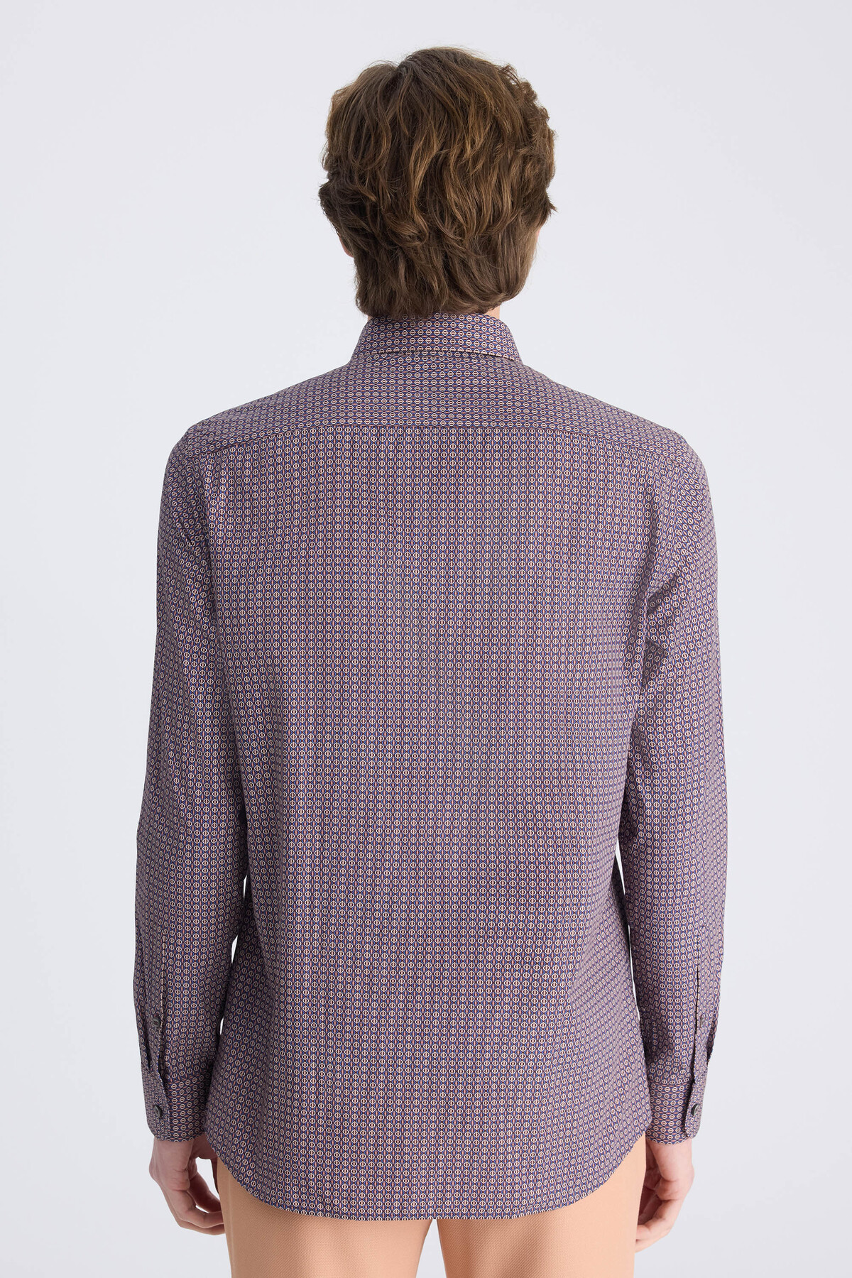 Slim Fit Karma Renk Baskılı %100 Pamuklu Gömlek — رنگارنگ 1EC02AD01288M — تصویر 3 از 6