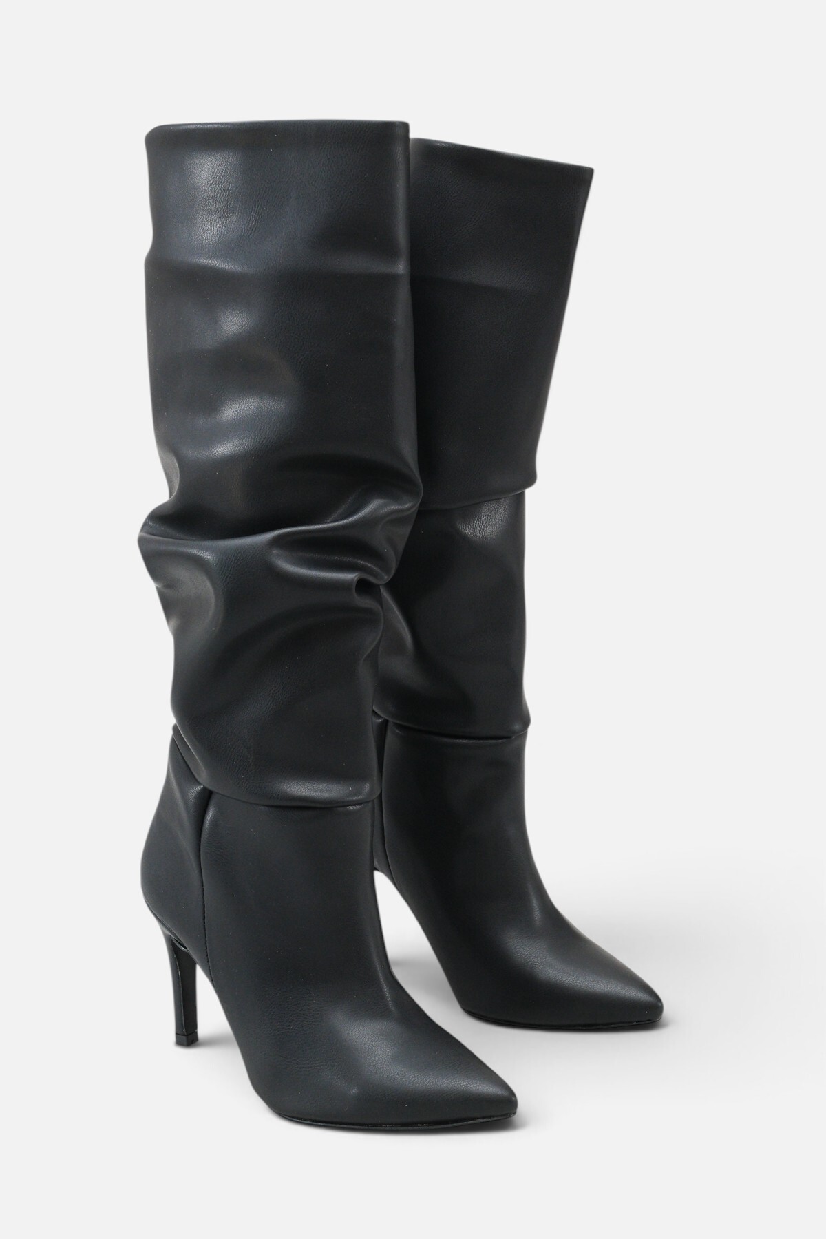 Liza Shoes LOİS Siyah Körüklü Yüksek Topuklu Kadın Çizme A033-K2008