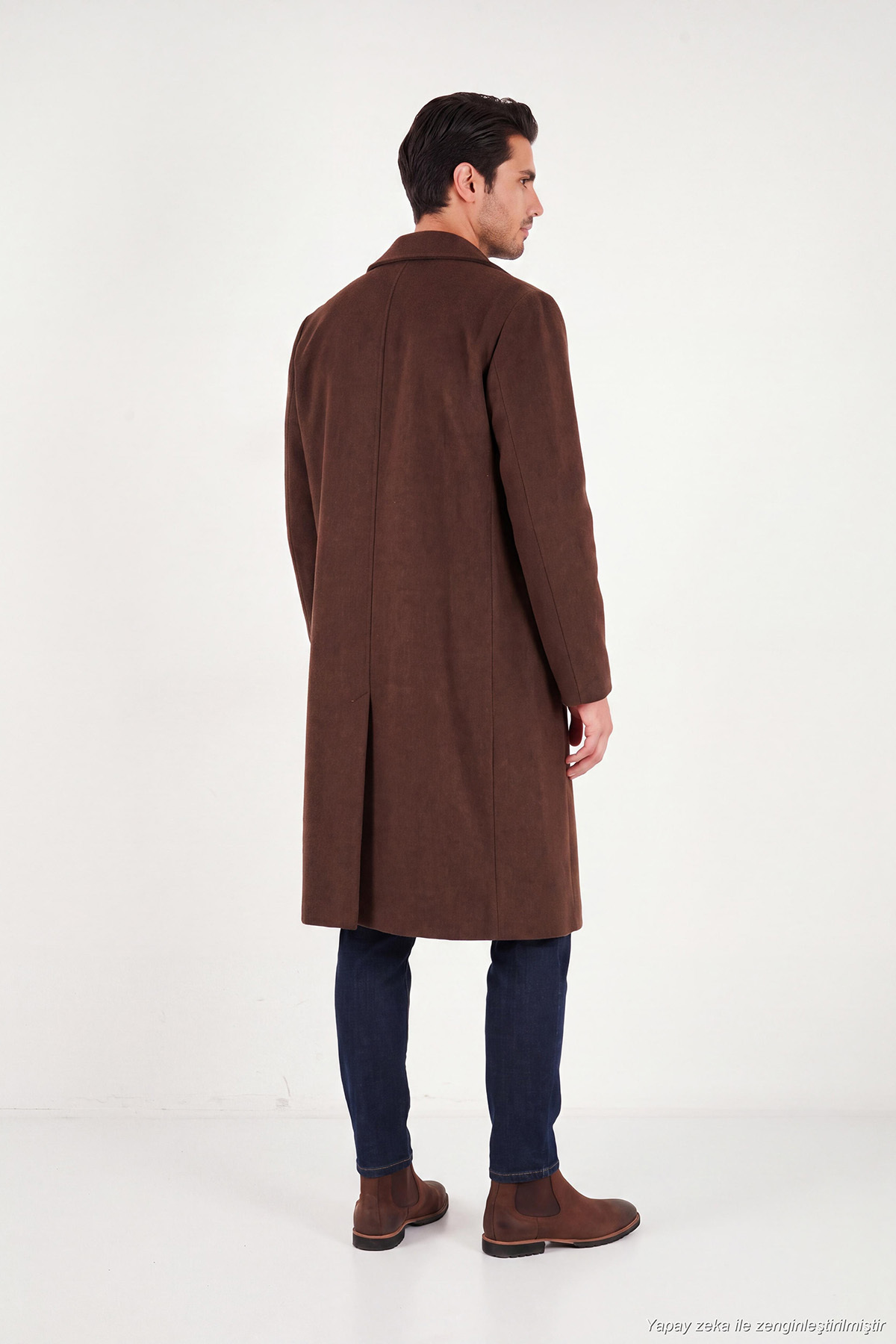 Buratti Loose Fit Kruvaze Yaka Uzun Astarlı Kaşe Kaban Erkek KABAN 681003 görsel 7