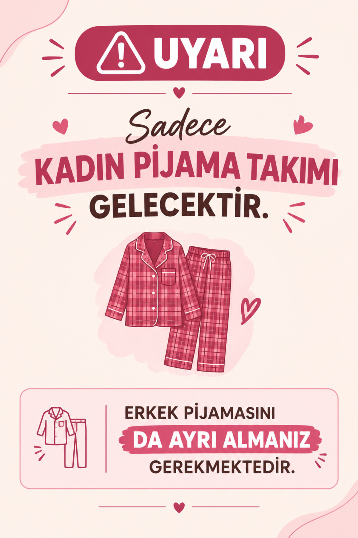 RUKOD KADIN Tekli Farecik Pijama (Çift Pijamasının Kadını) görsel 2