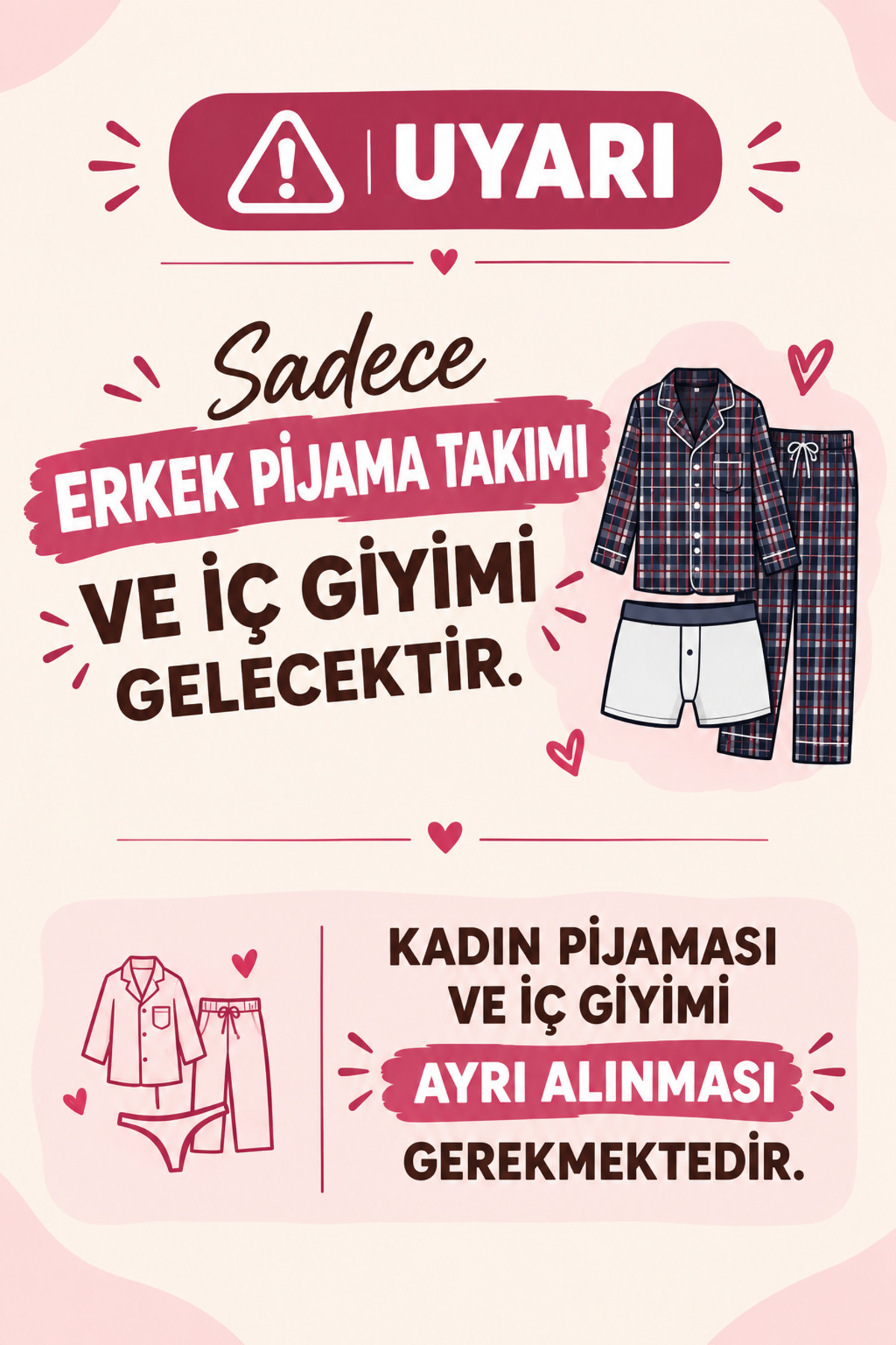 RUKOD ERKEK Tekli Farecik Pijama ve İç Giyim Takımı (Çift Pijamasının Erkeği) görsel 2