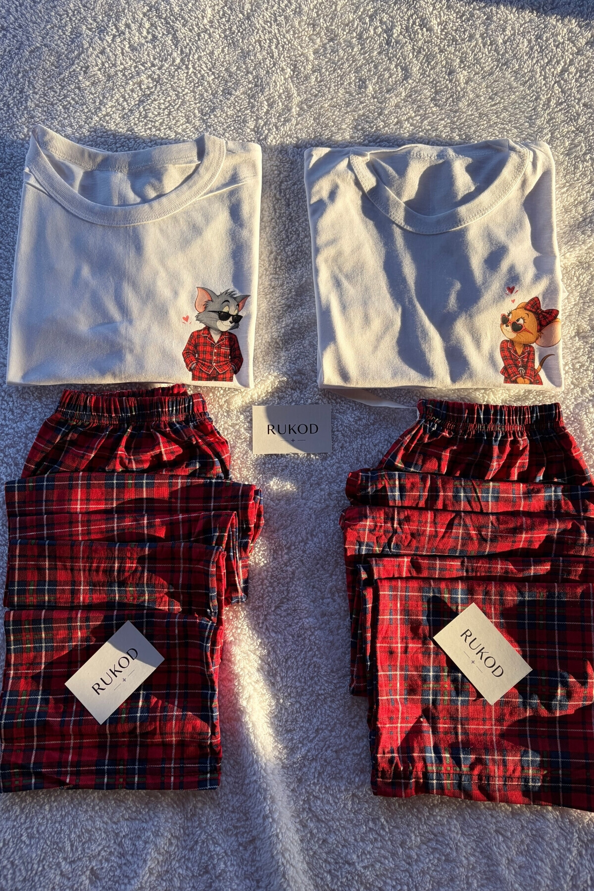 RUKOD KADIN Tekli Farecik Pijama ve İç Giyim Takımı (Çift Pijamasının Kadını) görsel 3