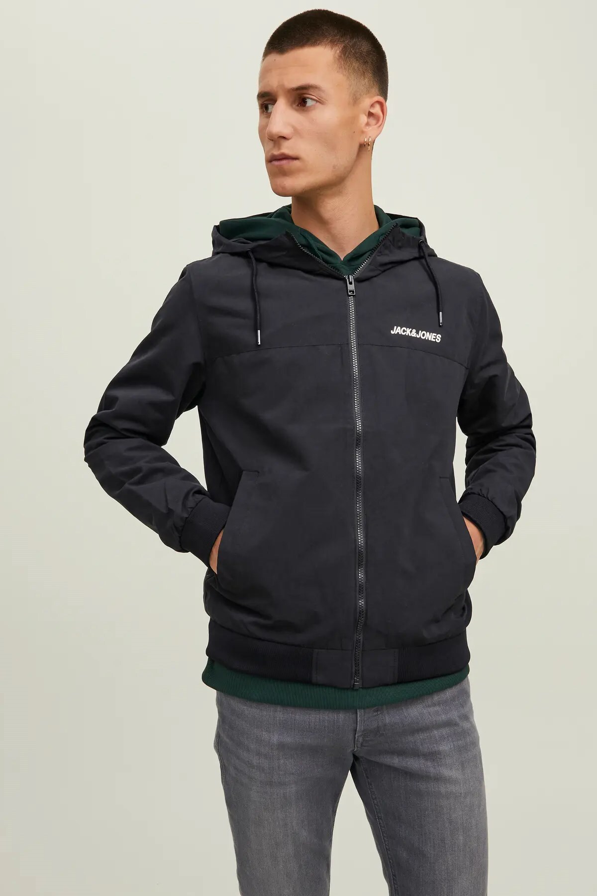 کاپشن مردانه بمبر مدل Jjerush Hood جک اند جونز کاپشن Jack & Jones
