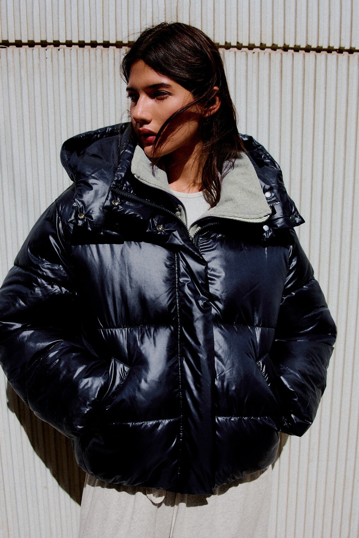 Bershka Oversize kapüşonlu şişme ceket