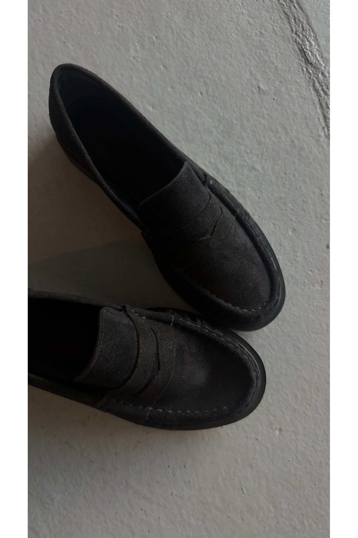 Eataly Shoes Büzgülü Siyah Süet Makosen Kadın Ayakkabı görsel 2