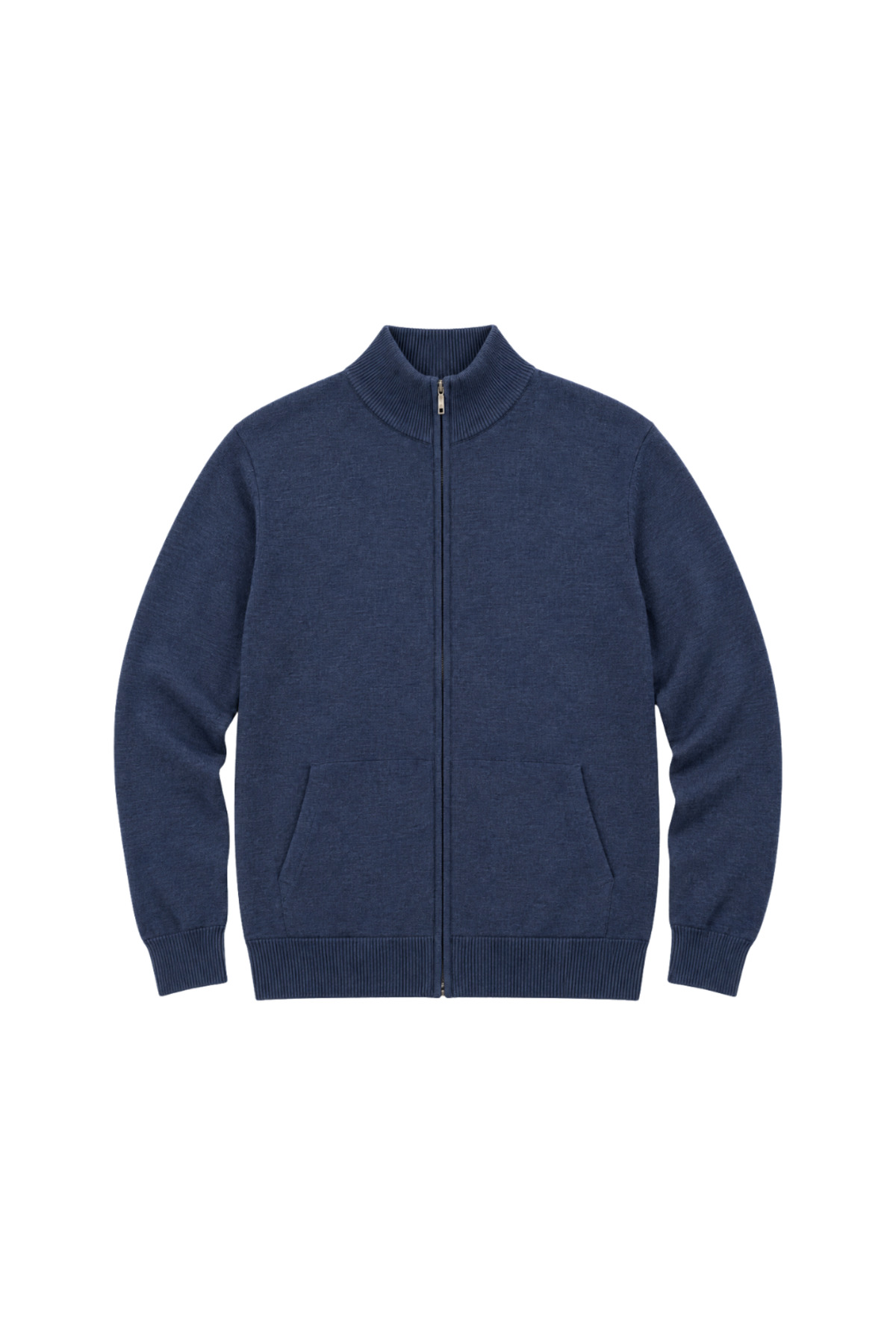 BattalModa Erkek Büyük Beden Melanj Lacivert Basic Cepli Triko Hırka 3XL-4XL-5XL-6XL görsel 4